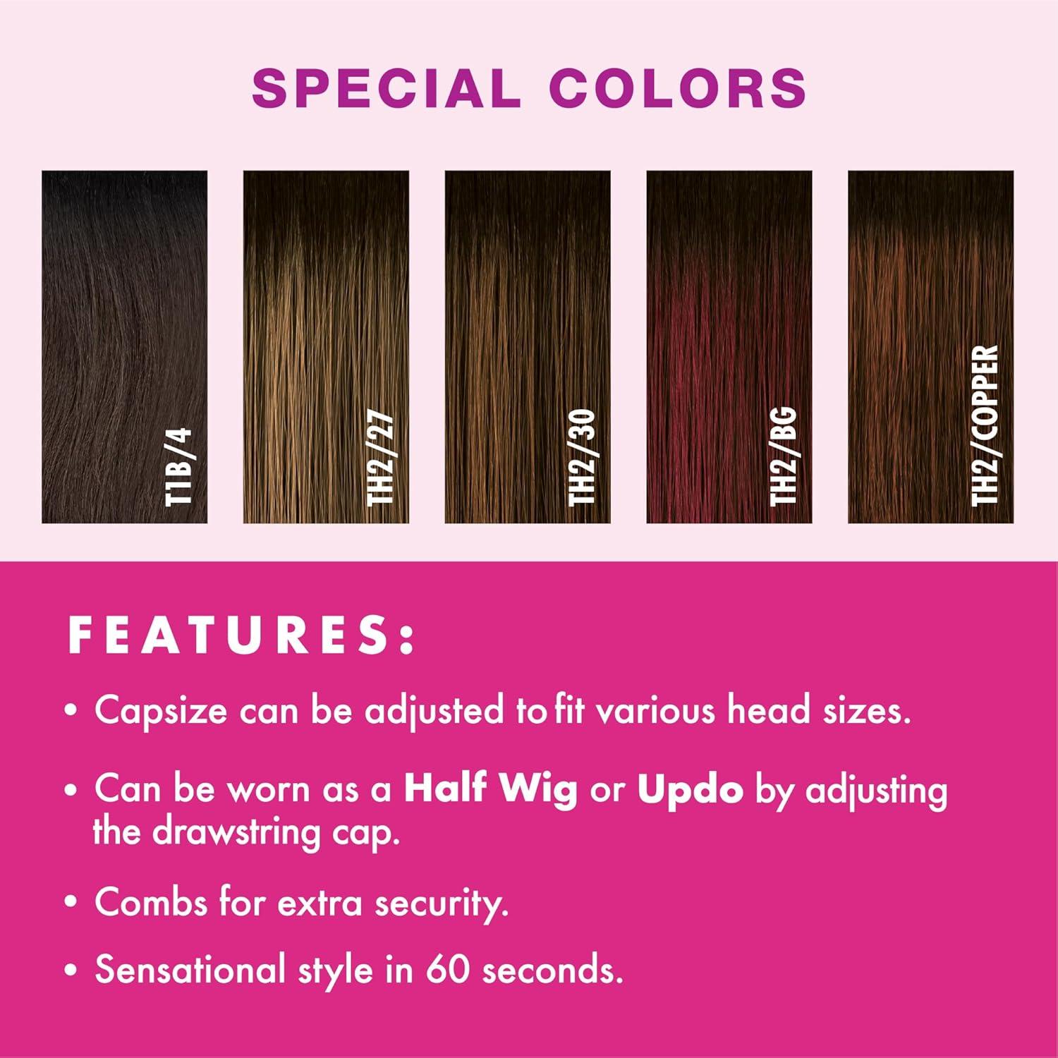 imageSensationnel Instant Weave Half Wig 19 Synthetic Blendwig Adjustable Drawstring for Seamless Hair Blending 1 JETBLACK1B OFFBLACK
