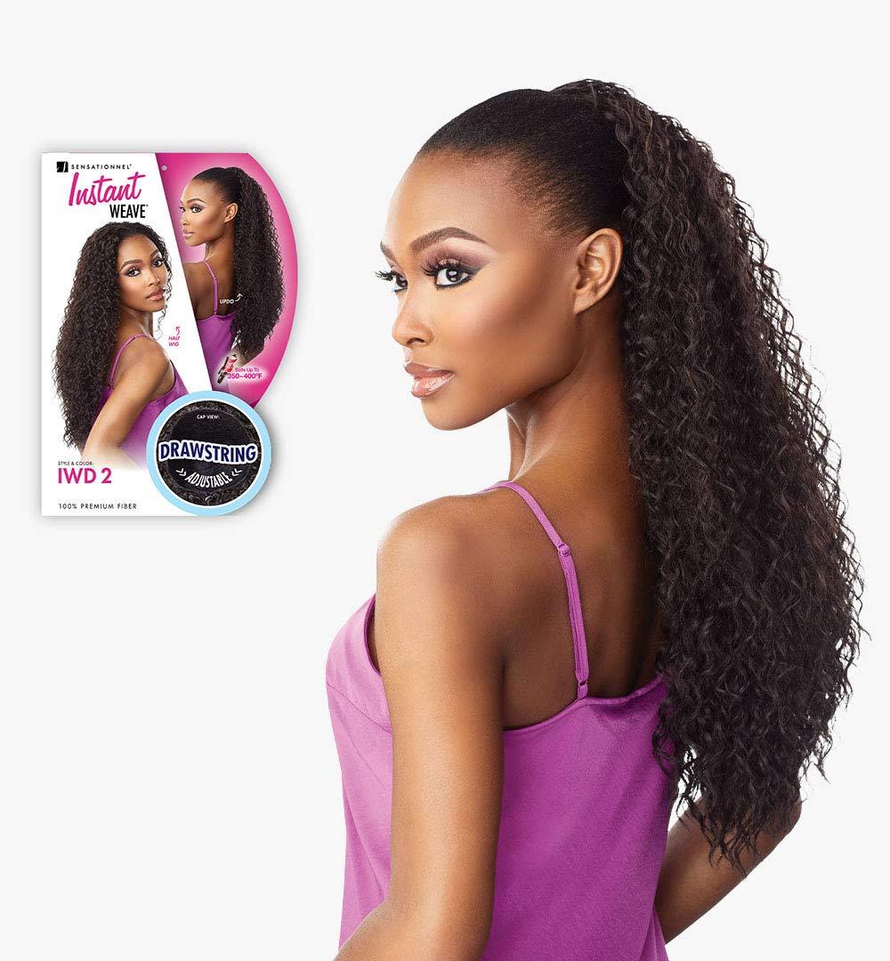 imageSensationnel Instant Weave Half Wig 2 Synthetic Blendwig Adjustable Drawstring for Seamless Hair Blending 1 JETBLACKT2BG