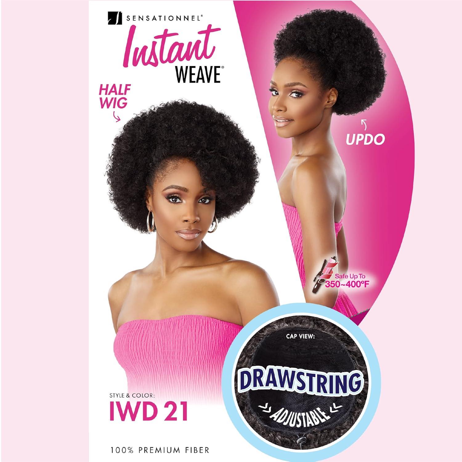 imageSensationnel Instant Weave Half Wig 21 Synthetic Blendwig Adjustable Drawstring for Seamless Hair Blending 1 JETBLACK1 JETBLACK