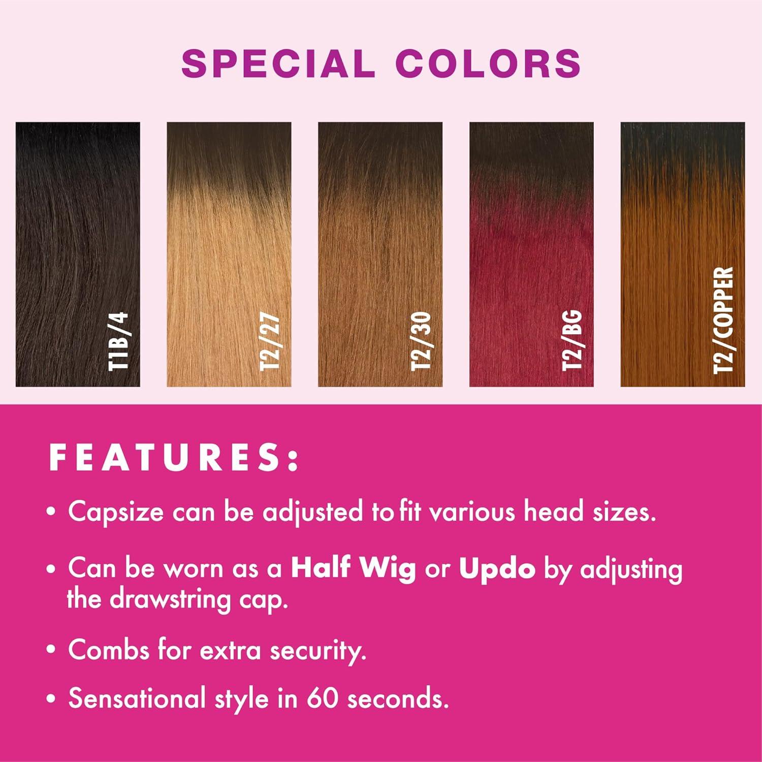 imageSensationnel Instant Weave Half Wig 21 Synthetic Blendwig Adjustable Drawstring for Seamless Hair Blending 1 JETBLACKT2BG