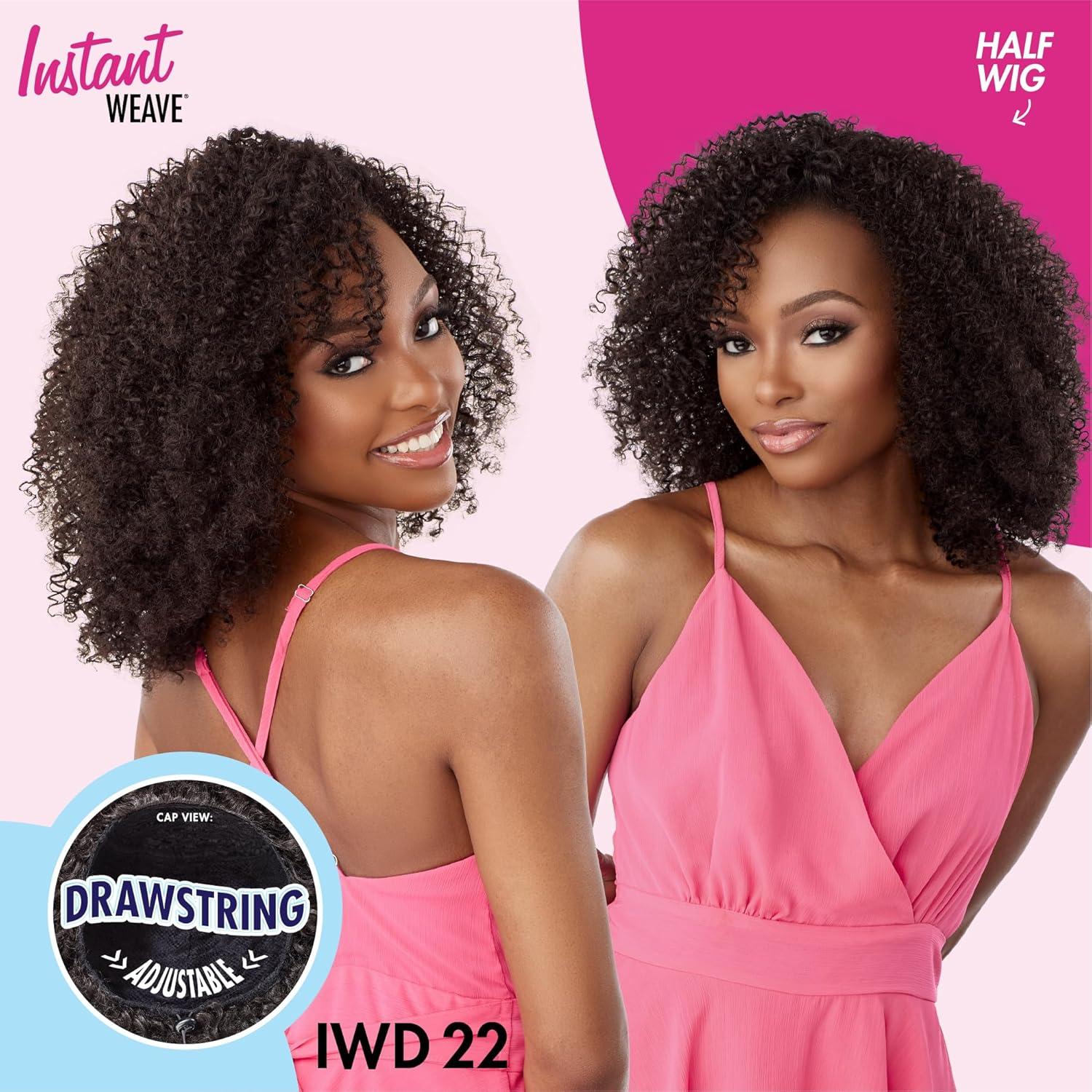 imageSensationnel Instant Weave Half Wig 22 Synthetic Blendwig Adjustable Drawstring for Seamless Hair Blending 1 JETBLACK2 DARKBROWN