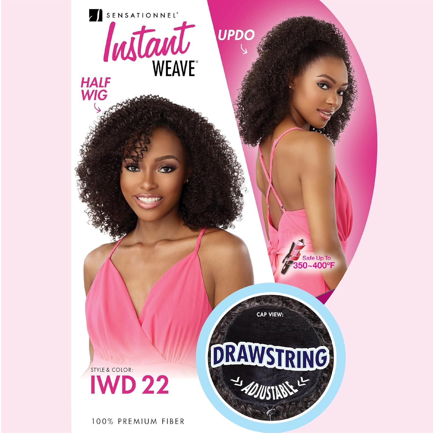 imageSensationnel Instant Weave Half Wig 22 Synthetic Blendwig Adjustable Drawstring for Seamless Hair Blending 1 JETBLACKTH227
