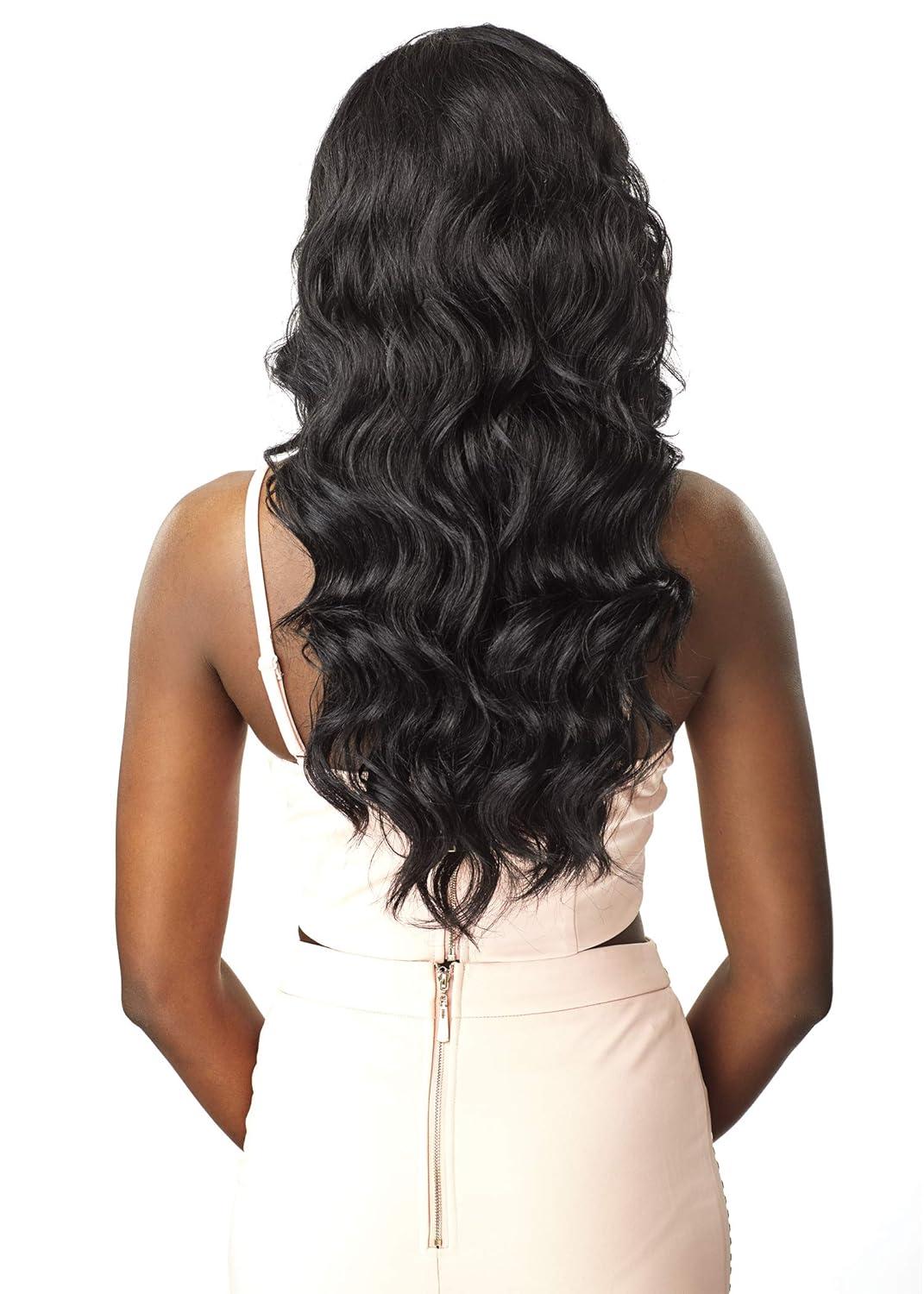 imageSensationnel Instant Weave Half Wig Dee Synthetic Wig Cap for Seamless Hair Blending 1 JETBLACK2 DARKBROWN