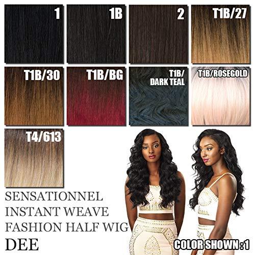 imageSensationnel Instant Weave Half Wig Dee Synthetic Wig Cap for Seamless Hair Blending 1 JETBLACK2 DARKBROWN