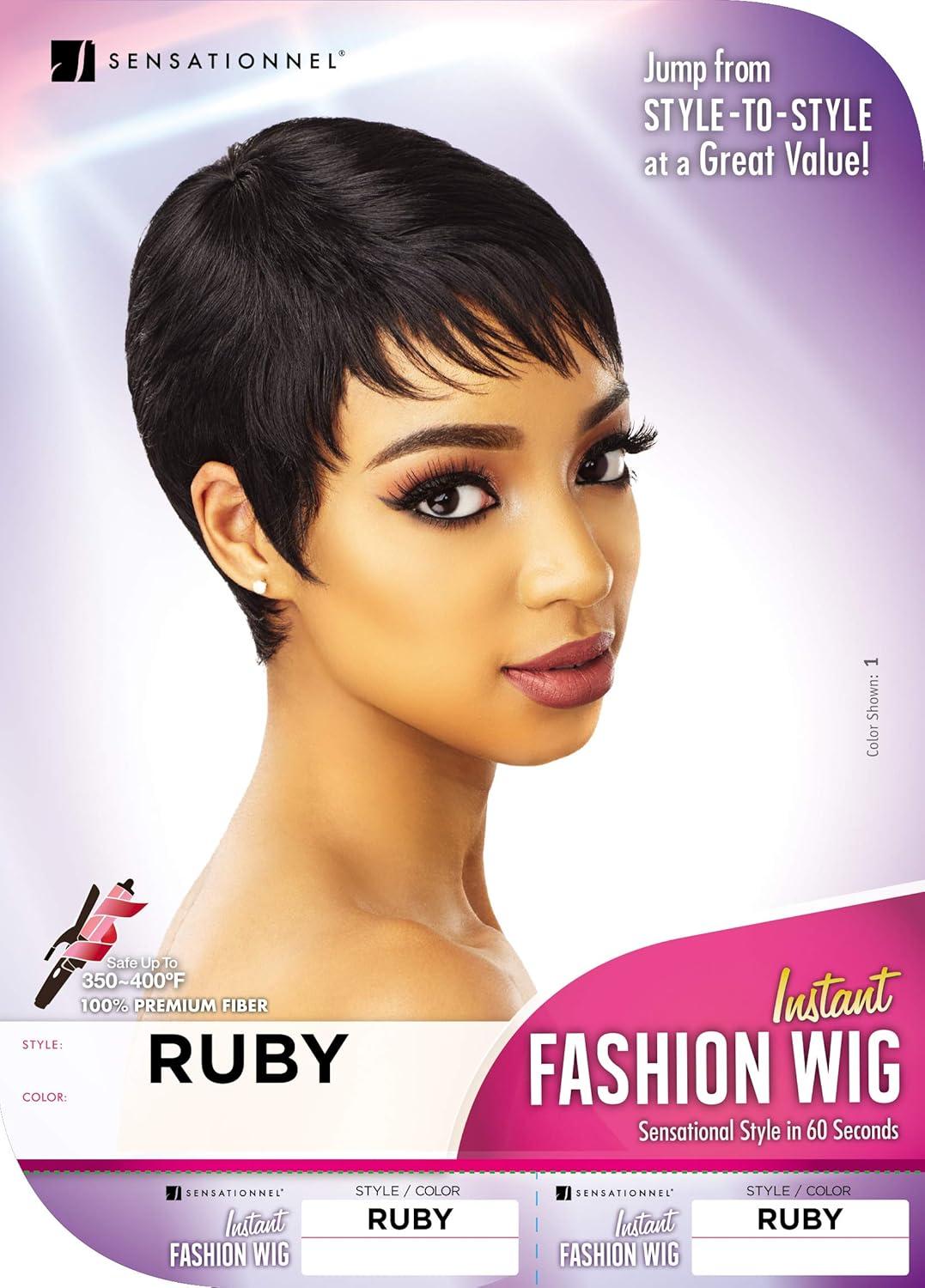 imageSensationnel Instant Weave Synthetic Half Wig RUBY 1 Jet BlackBlack Burgundy 99J