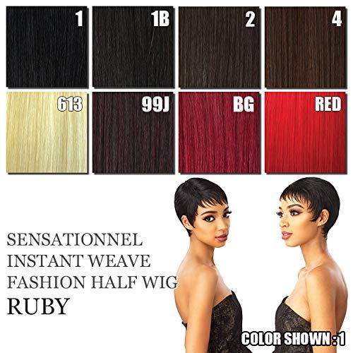 imageSensationnel Instant Weave Synthetic Half Wig RUBY 1 Jet BlackBlack Burgundy 99J