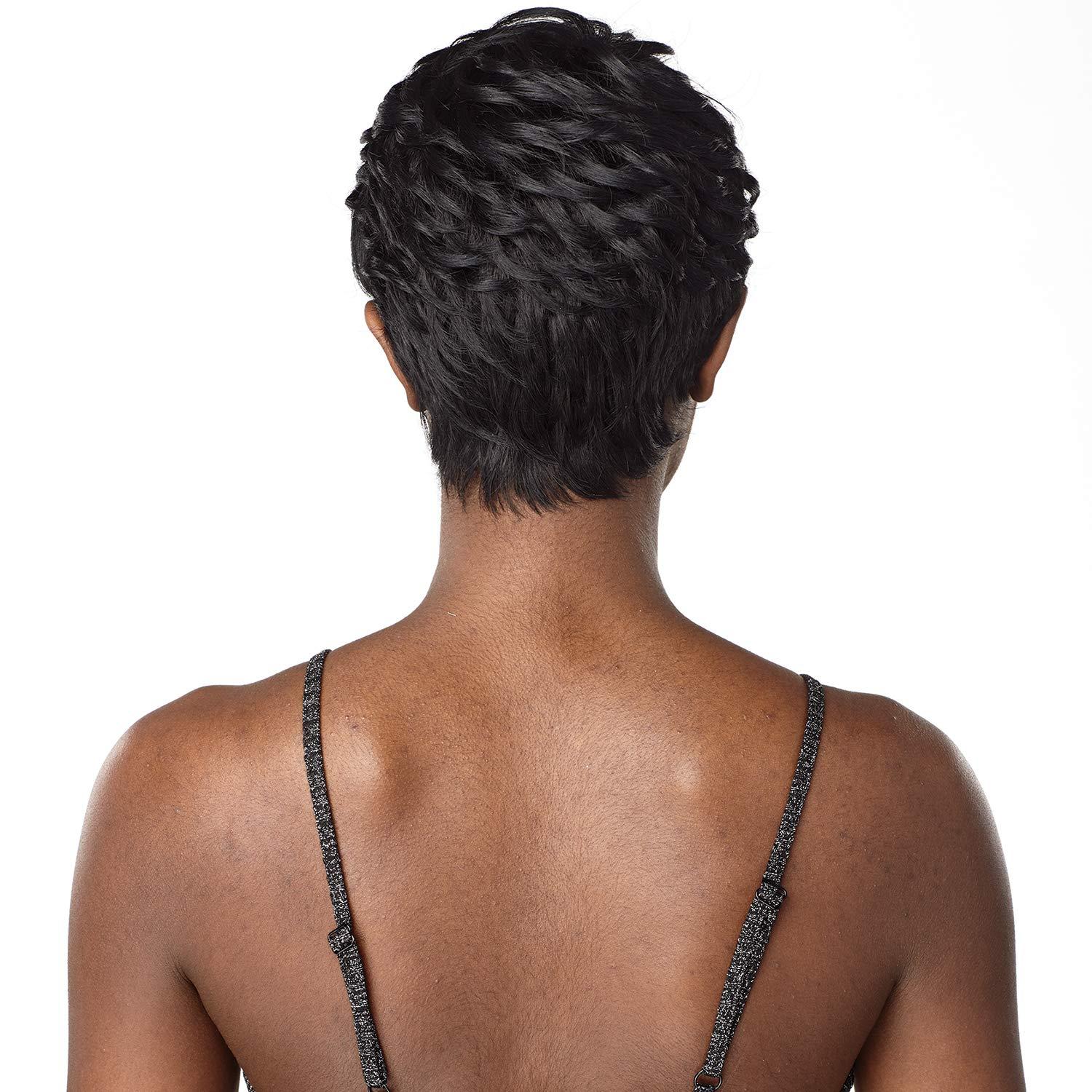 imageSensationnel Instant fashion wig IFW Anita Synthetic Quick on the Go Styling Comfort Pre Made Styled 1 JETBLACK99J
