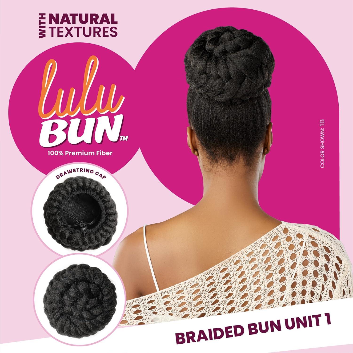imageSensationnel Lulu Bun Hair Extensions Braided Bun Unit 1 with Clips and Drawstring Easy Wear Protective Style Synthetic Hairpiece 1 JETBLACK1 JETBLACK