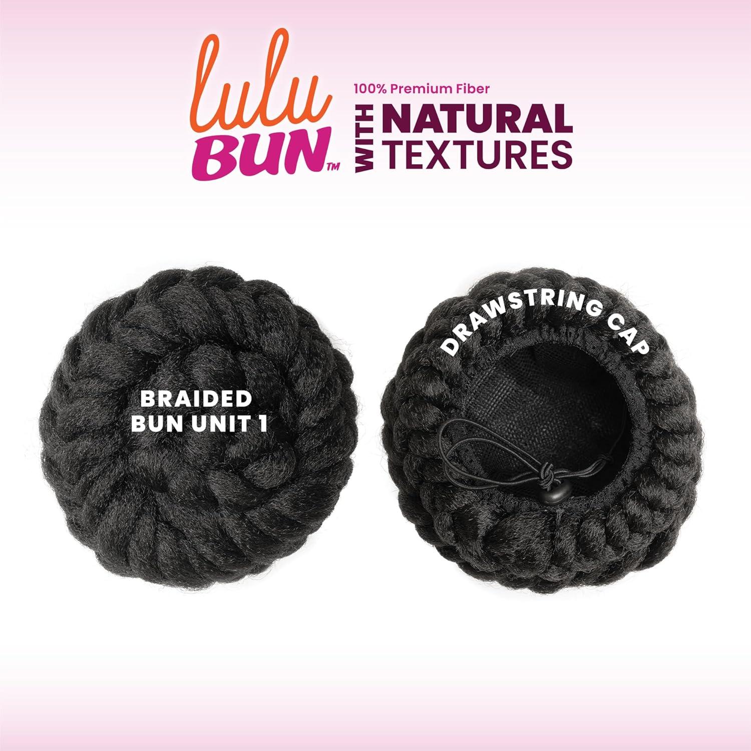 imageSensationnel Lulu Bun Hair Extensions Braided Bun Unit 1 with Clips and Drawstring Easy Wear Protective Style Synthetic Hairpiece 1 JETBLACKF1B27