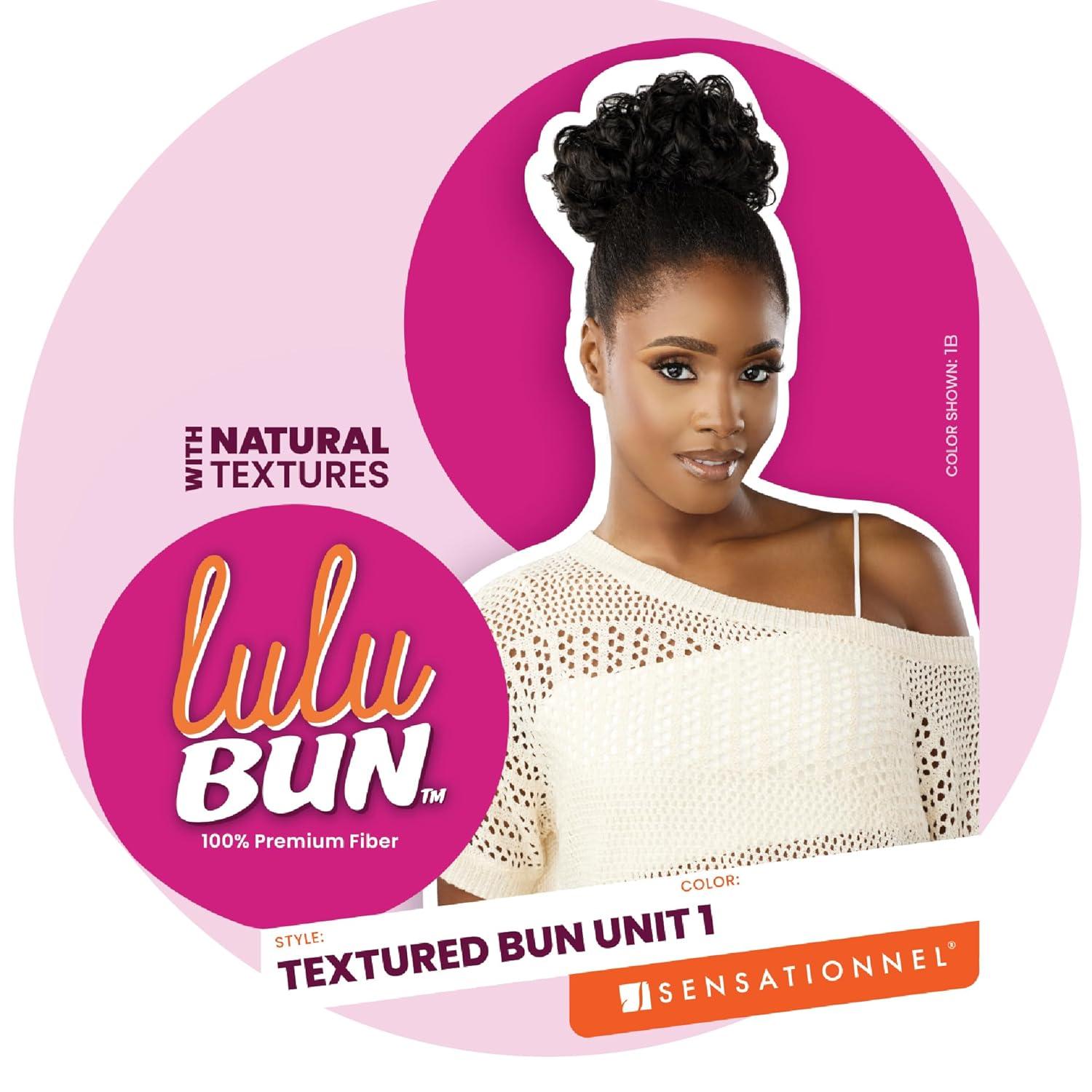 imageSensationnel Lulu Bun Hair Extensions Textured Bun Unit 1 with Clips and Drawstring Easy Wear Protective Style Synthetic Hairpiece 1 JETBLACKF1B30