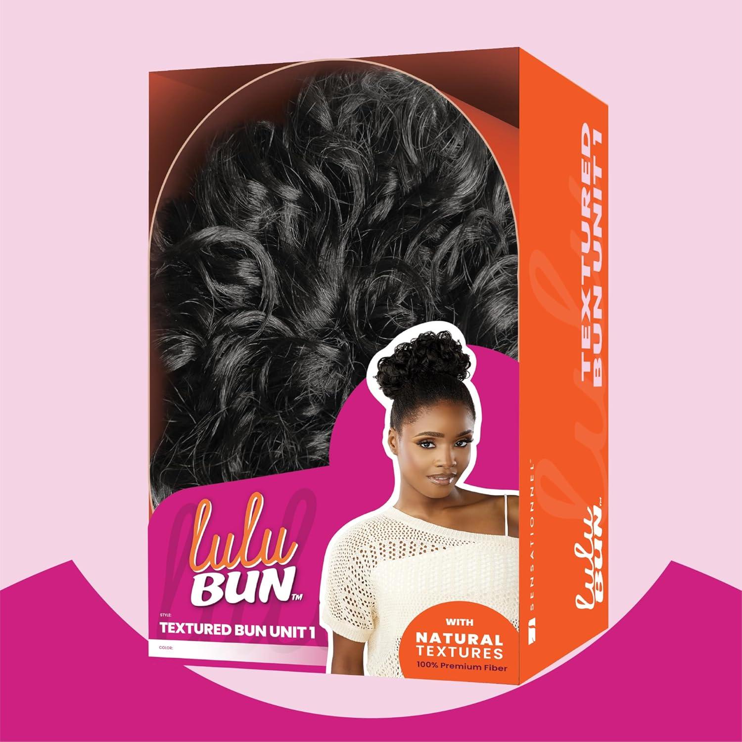 imageSensationnel Lulu Bun Hair Extensions Textured Bun Unit 1 with Clips and Drawstring Easy Wear Protective Style Synthetic Hairpiece 1 JETBLACKF1B33