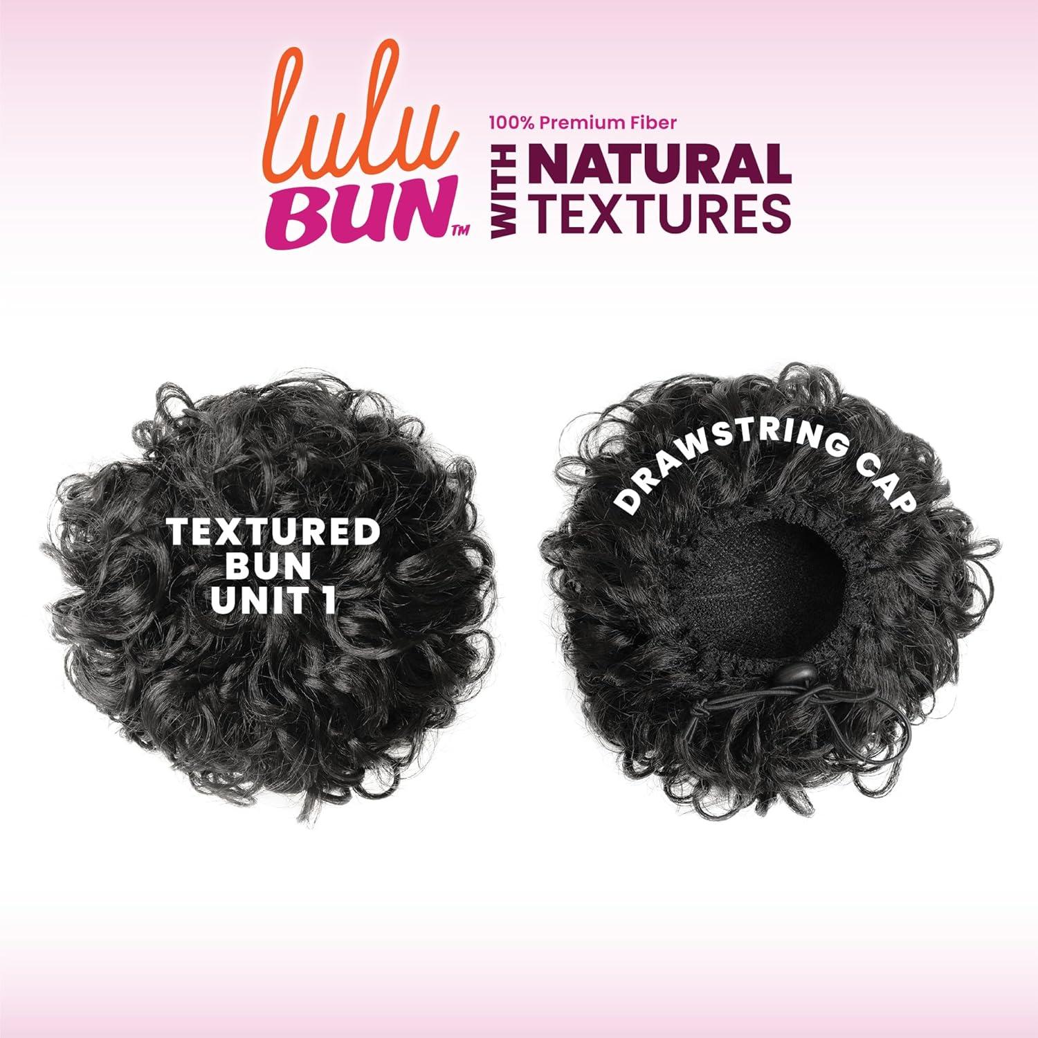 imageSensationnel Lulu Bun Hair Extensions Textured Bun Unit 1 with Clips and Drawstring Easy Wear Protective Style Synthetic Hairpiece 1 JETBLACKM44