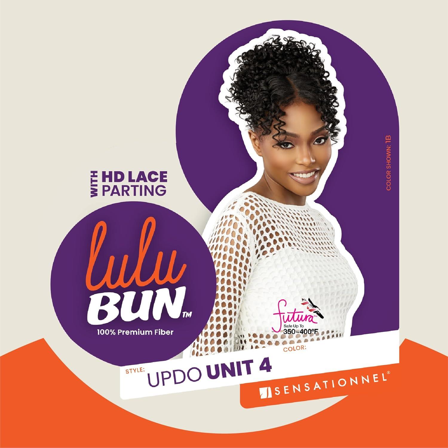 imageSensationnel Lulu Bun Updo Hairextensions Unit 4 Synthetic 3x35 HD Lace Parting Quick and Easy Wear Hair Wig Piece 1 JETBLACK1 JETBLACK