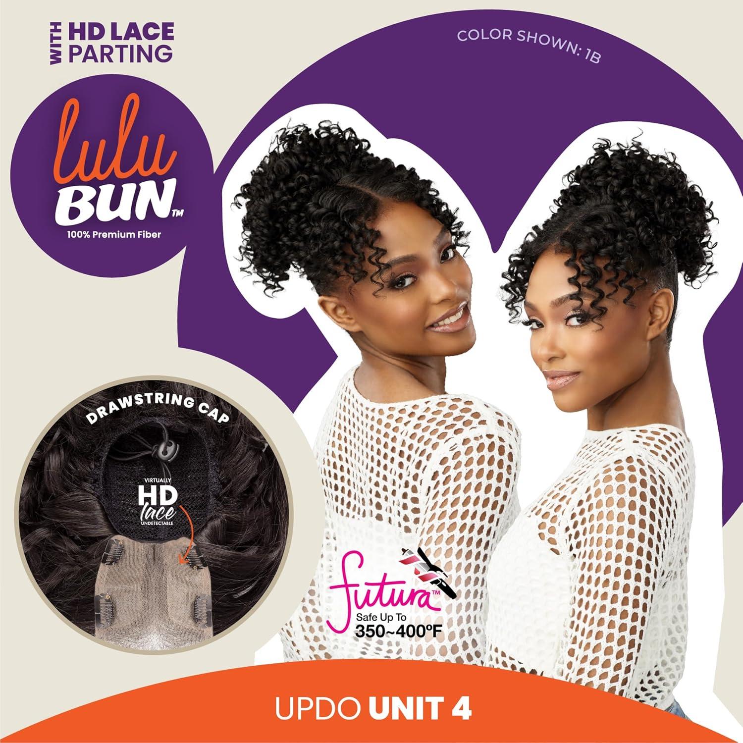 imageSensationnel Lulu Bun Updo Hairextensions Unit 4 Synthetic 3x35 HD Lace Parting Quick and Easy Wear Hair Wig Piece 1 JETBLACKF1B350