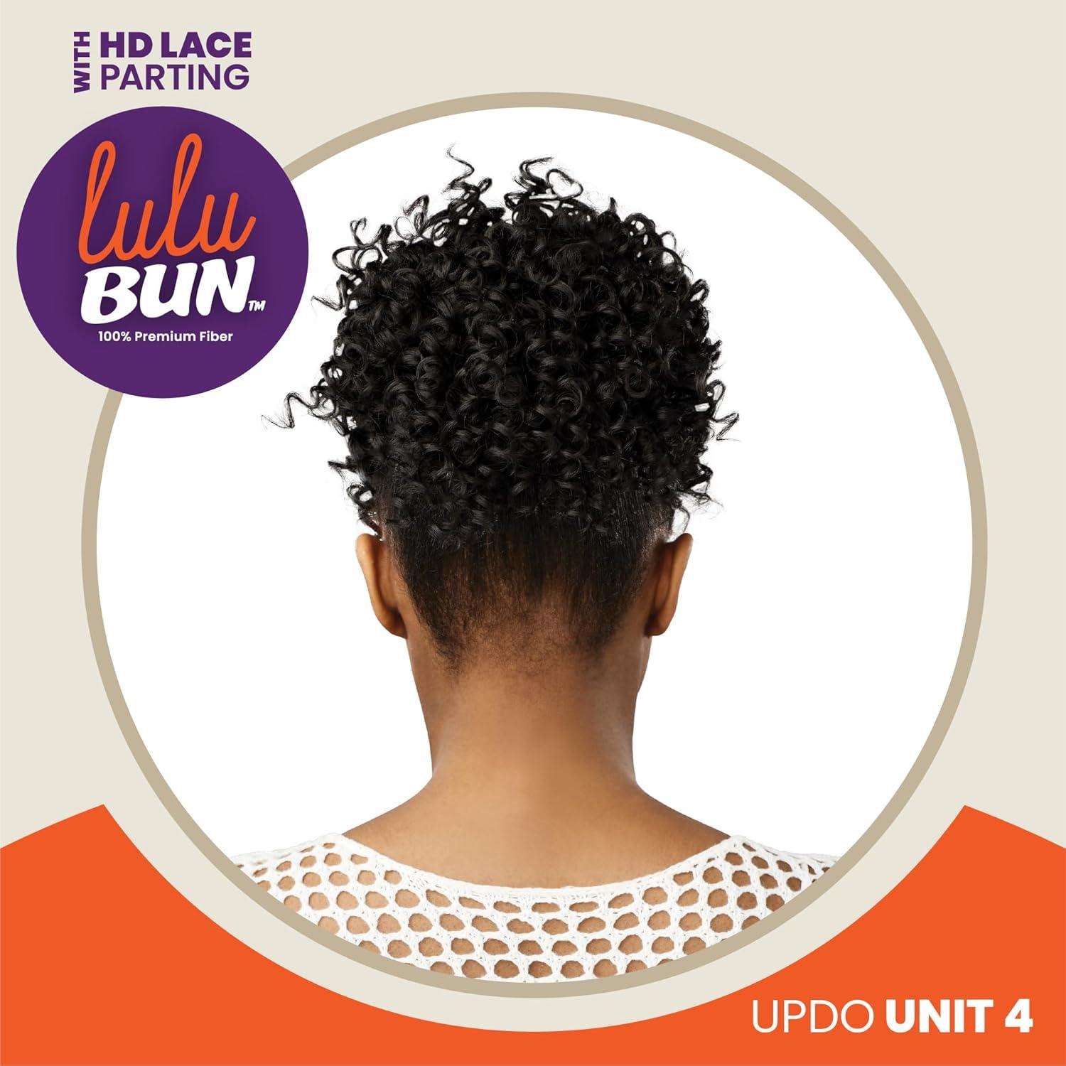imageSensationnel Lulu Bun Updo Hairextensions Unit 4 Synthetic 3x35 HD Lace Parting Quick and Easy Wear Hair Wig Piece 1 JETBLACKF1B350