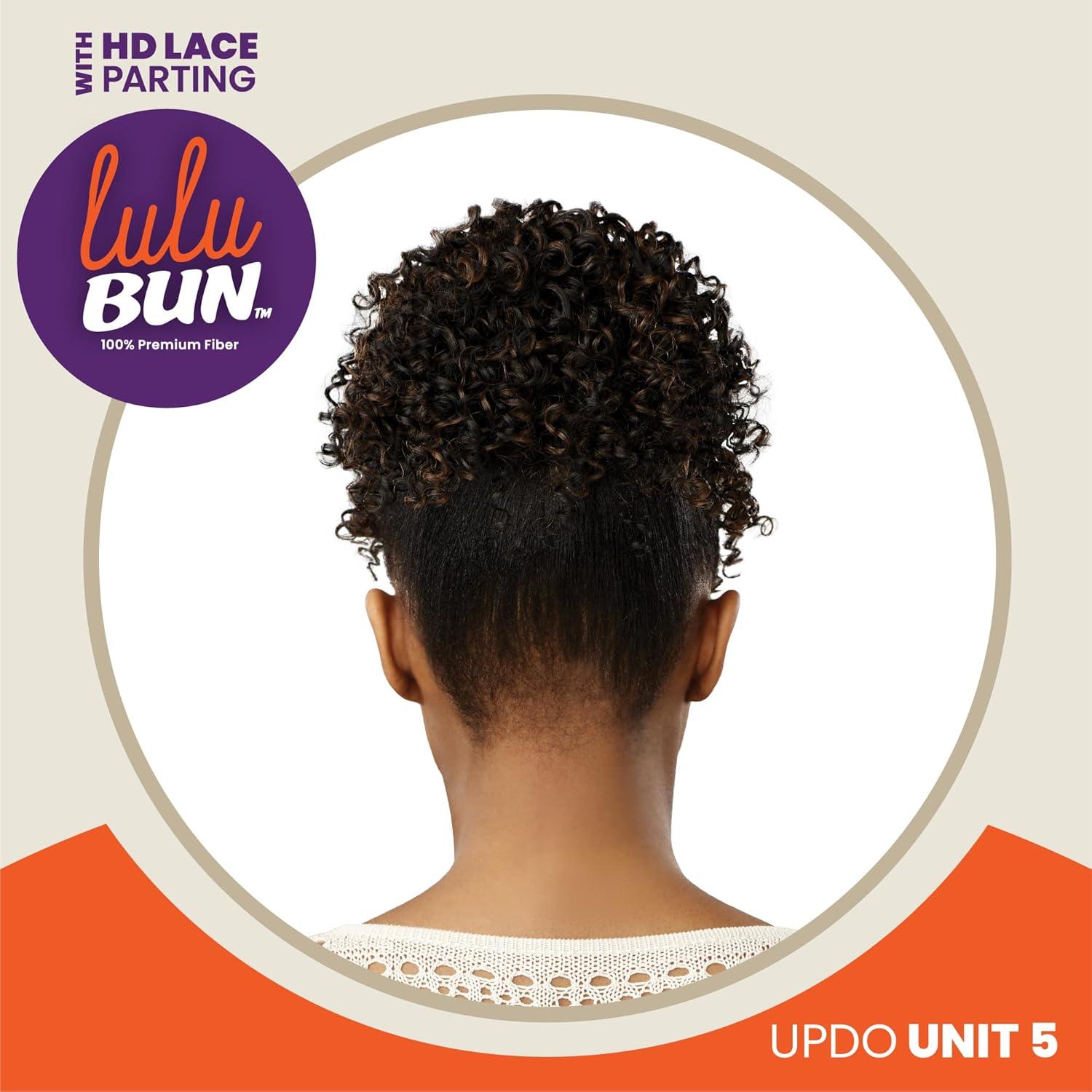 imageSensationnel Lulu Bun Updo Hairextensions Unit 5 Synthetic 3x35 HD Lace Parting Quick and Easy Wear Hair Wig Piece 1 JETBLACKF1B350