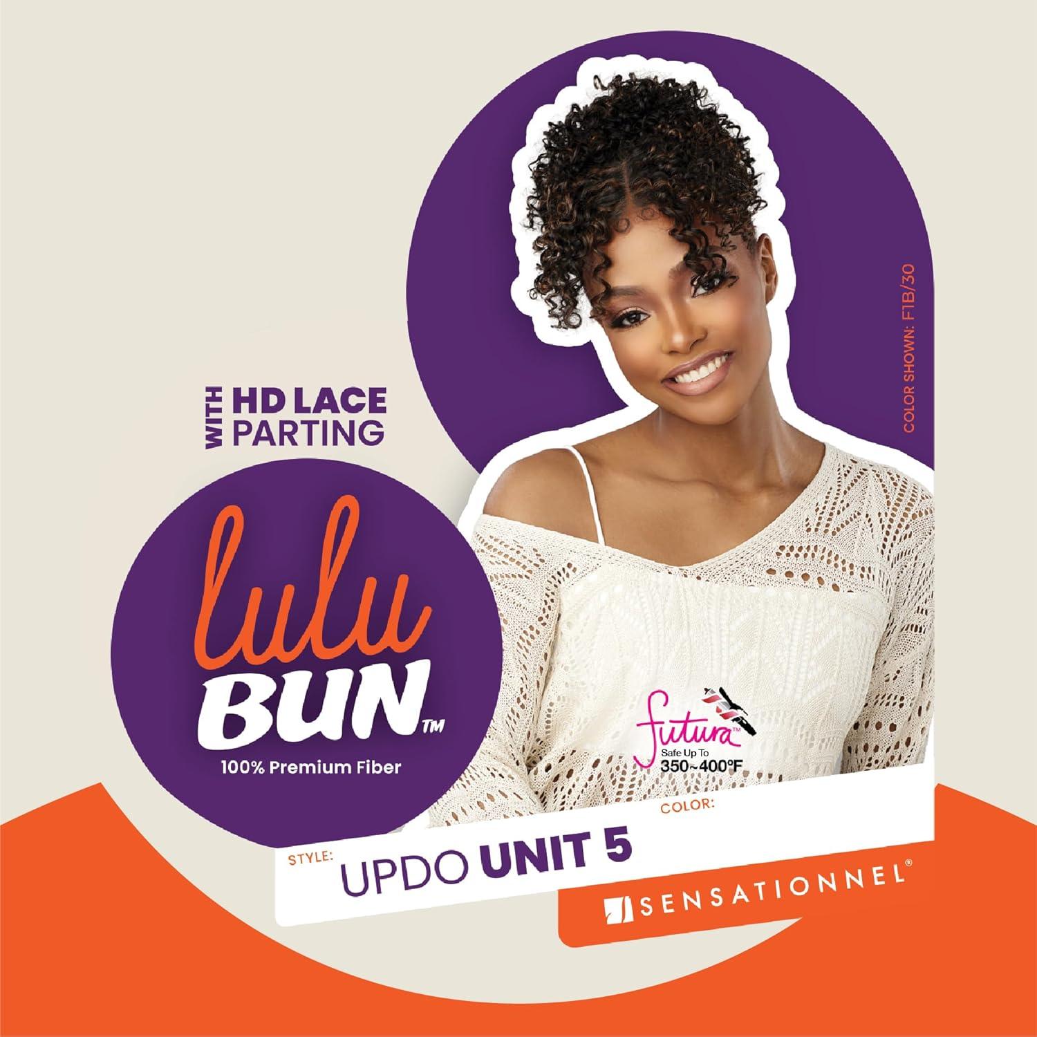 imageSensationnel Lulu Bun Updo Hairextensions Unit 5 Synthetic 3x35 HD Lace Parting Quick and Easy Wear Hair Wig Piece 1 JETBLACKF1BBG