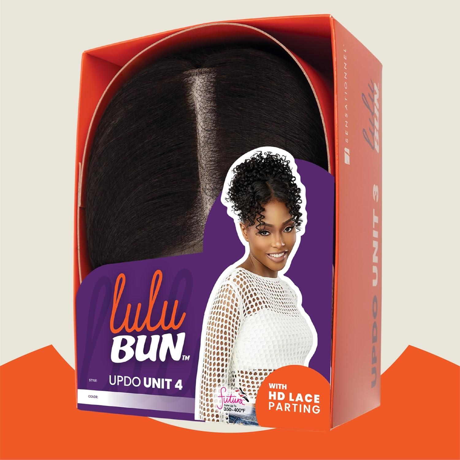 imageSensationnel Lulu Bun Updo Hairextensions Unit 5 Synthetic 3x35 HD Lace Parting Quick and Easy Wear Hair Wig Piece 1 JETBLACKF1BBG