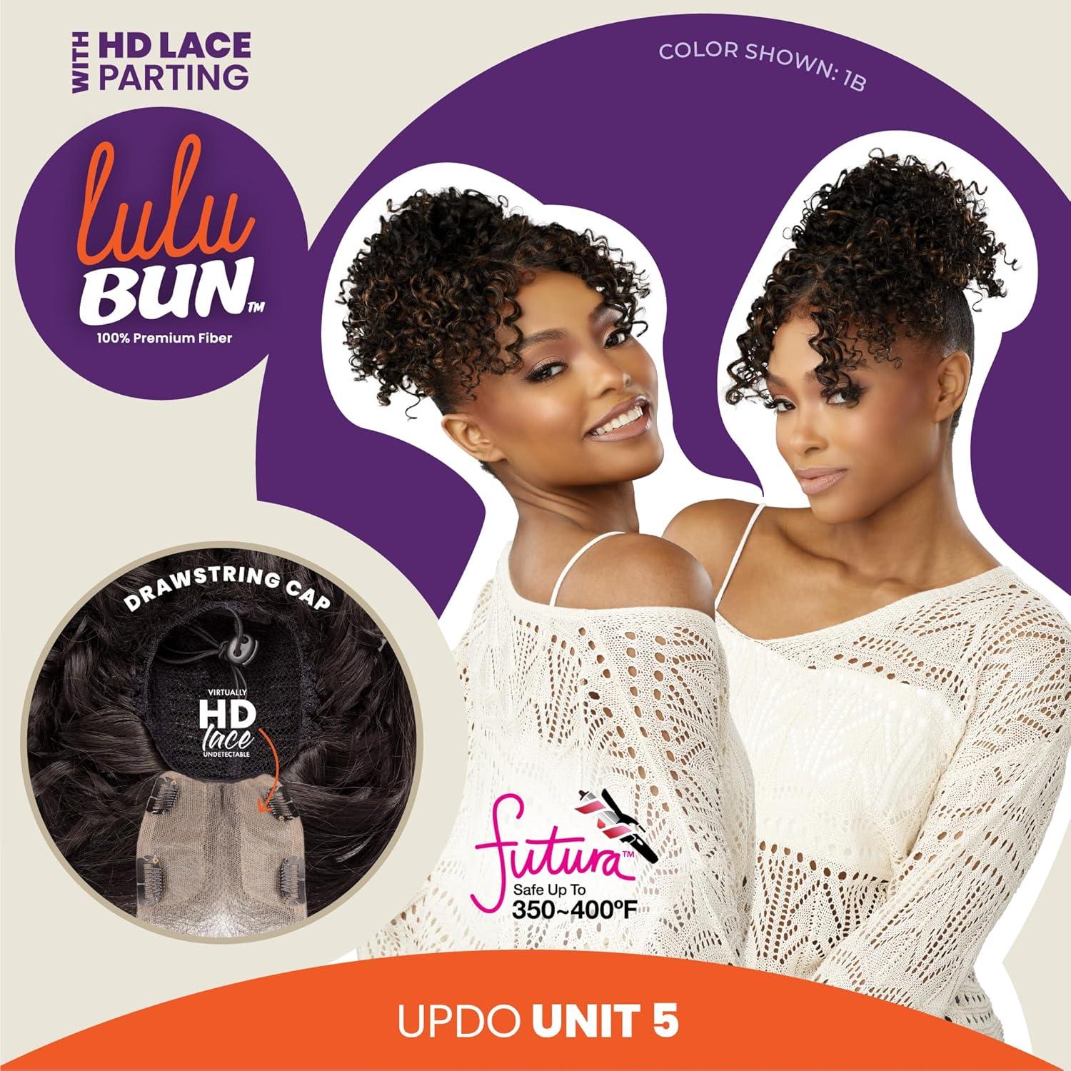 imageSensationnel Lulu Bun Updo Hairextensions Unit 5 Synthetic 3x35 HD Lace Parting Quick and Easy Wear Hair Wig Piece 1 JETBLACKF1BBG