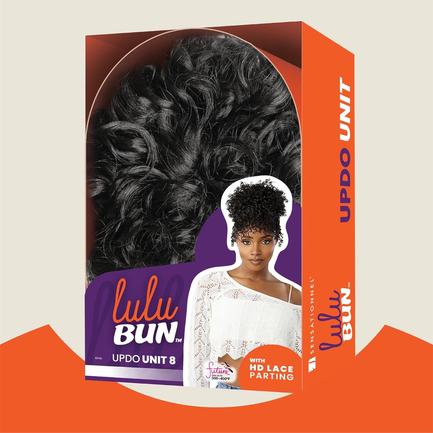 imageSensationnel Lulu Bun Updo Hairextensions Unit 8 Synthetic 3x35 HD Lace Parting Quick and Easy Wear Hair Wig Piece 1 JETBLACK1B OFFBLACK