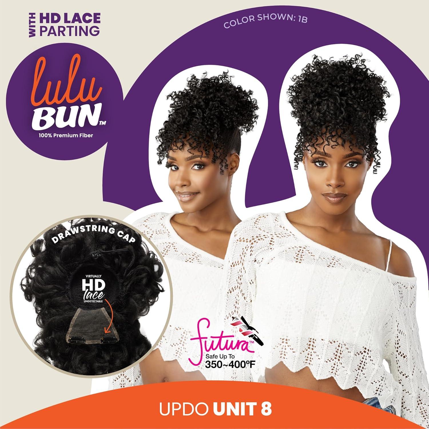 imageSensationnel Lulu Bun Updo Hairextensions Unit 8 Synthetic 3x35 HD Lace Parting Quick and Easy Wear Hair Wig Piece 1 JETBLACK2 DARKBROWN