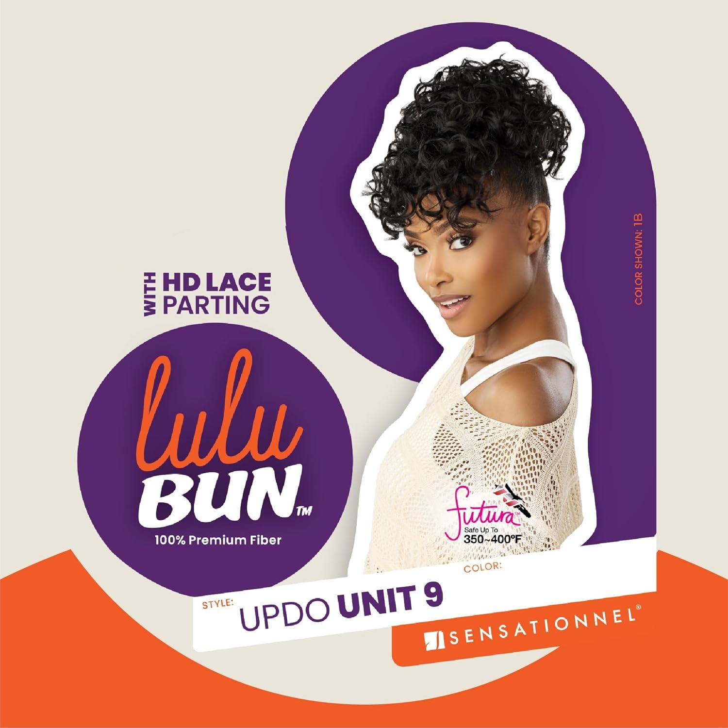 imageSensationnel Lulu Bun Updo Hairextensions Unit 9 Synthetic 3x35 HD Lace Parting Quick and Easy Wear Hair Wig Piece 1 JETBLACK1B OFFBLACK