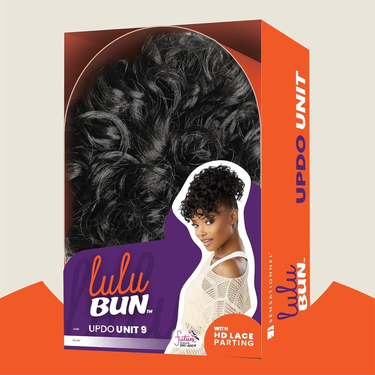 imageSensationnel Lulu Bun Updo Hairextensions Unit 9 Synthetic 3x35 HD Lace Parting Quick and Easy Wear Hair Wig Piece 1 JETBLACKF1B350