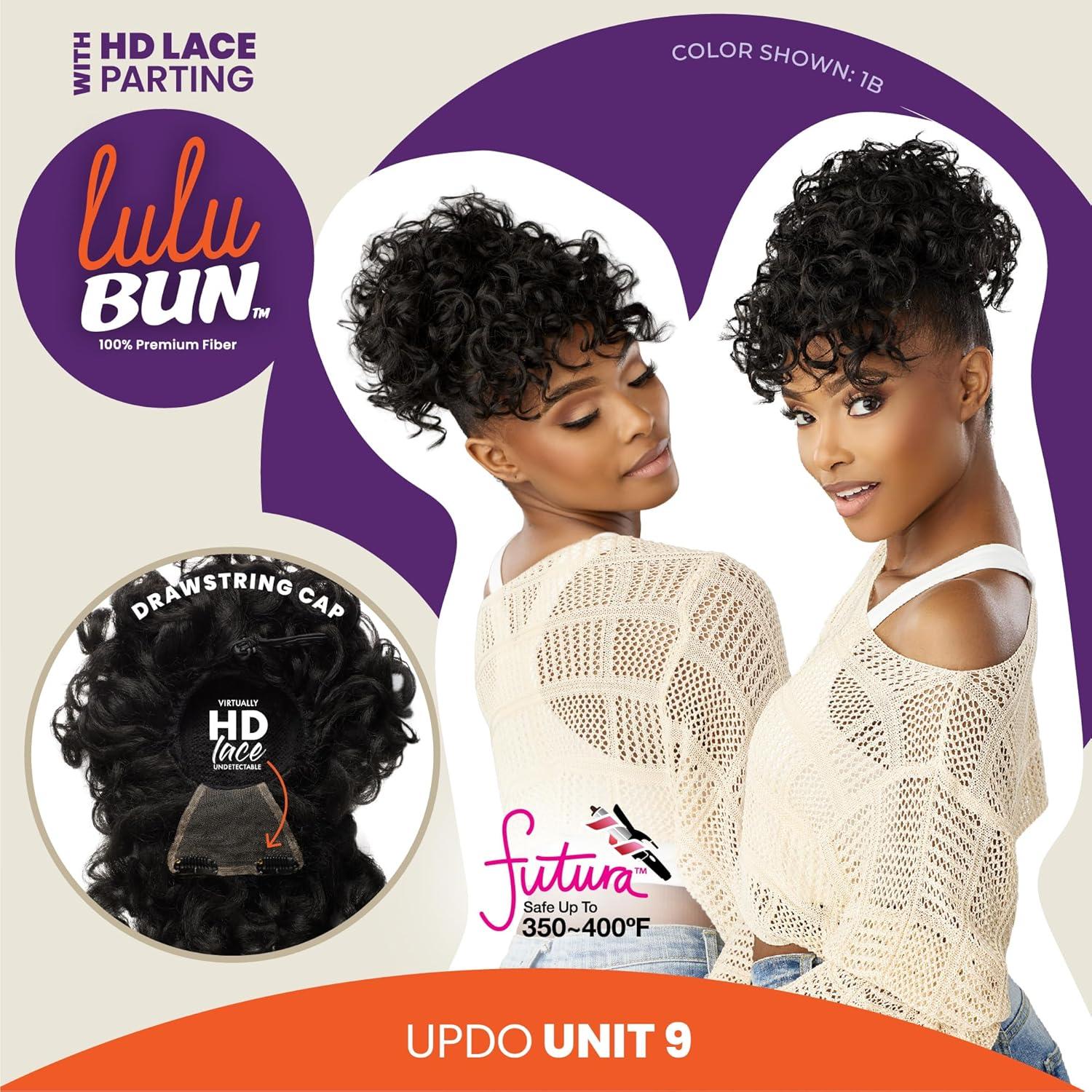 imageSensationnel Lulu Bun Updo Hairextensions Unit 9 Synthetic 3x35 HD Lace Parting Quick and Easy Wear Hair Wig Piece 1 JETBLACKF1B350
