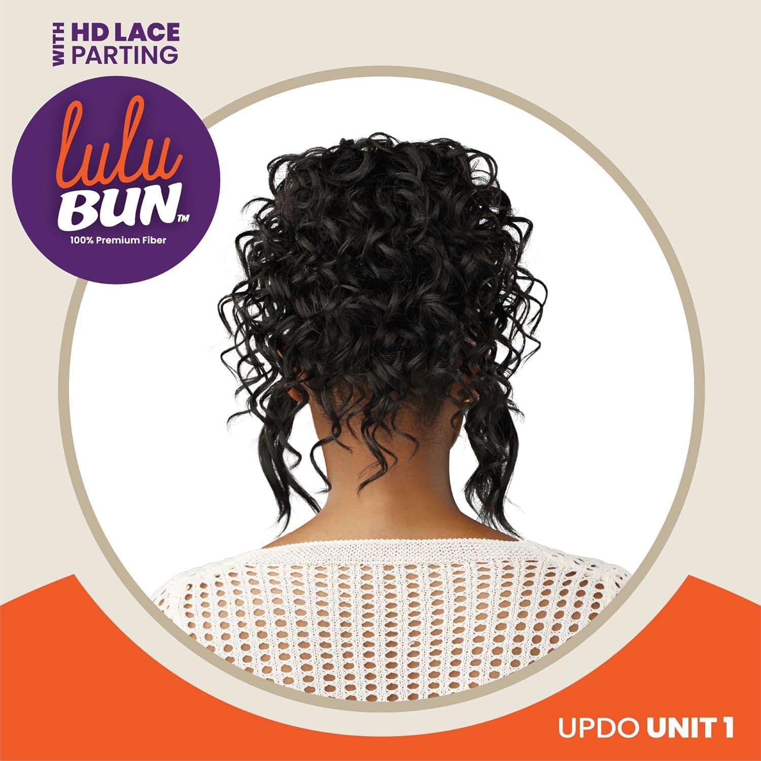 imageSensationnel Lulu bun updo hairextensions unit 1 synthetic 3x35 hd lace parting quick and easy wear drawstring cap hair wig piece 1 JETBLACKF1B30