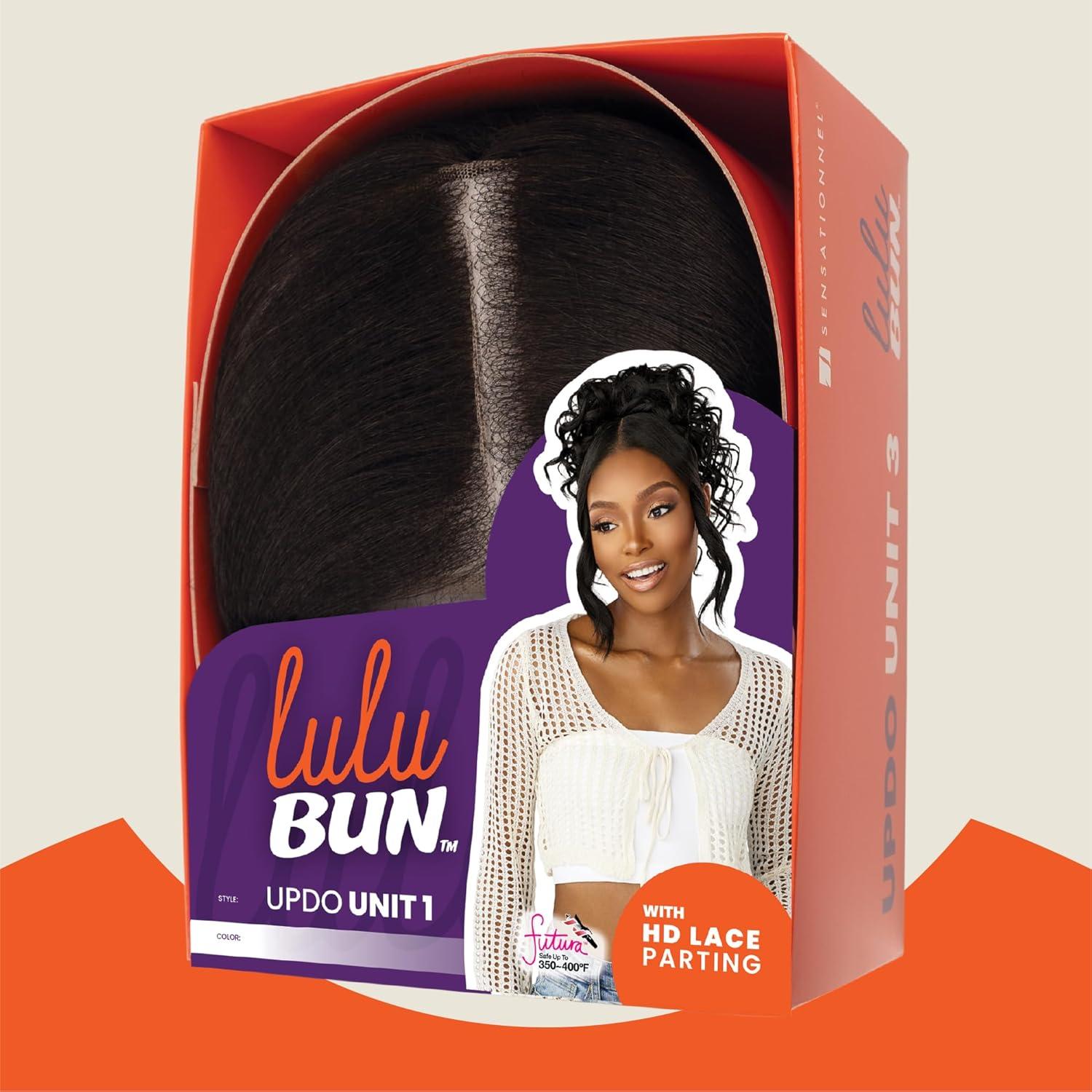 imageSensationnel Lulu bun updo hairextensions unit 1 synthetic 3x35 hd lace parting quick and easy wear drawstring cap hair wig piece 1 JETBLACKF1B30