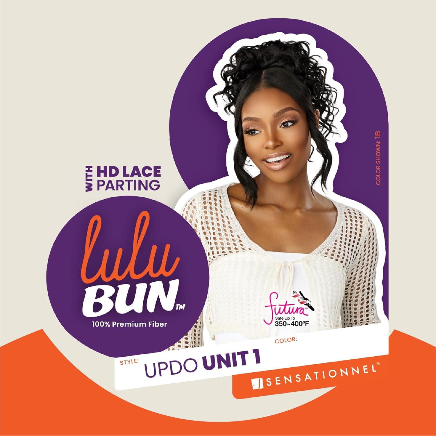 imageSensationnel Lulu bun updo hairextensions unit 1 synthetic 3x35 hd lace parting quick and easy wear drawstring cap hair wig piece 1 JETBLACKF1BBG