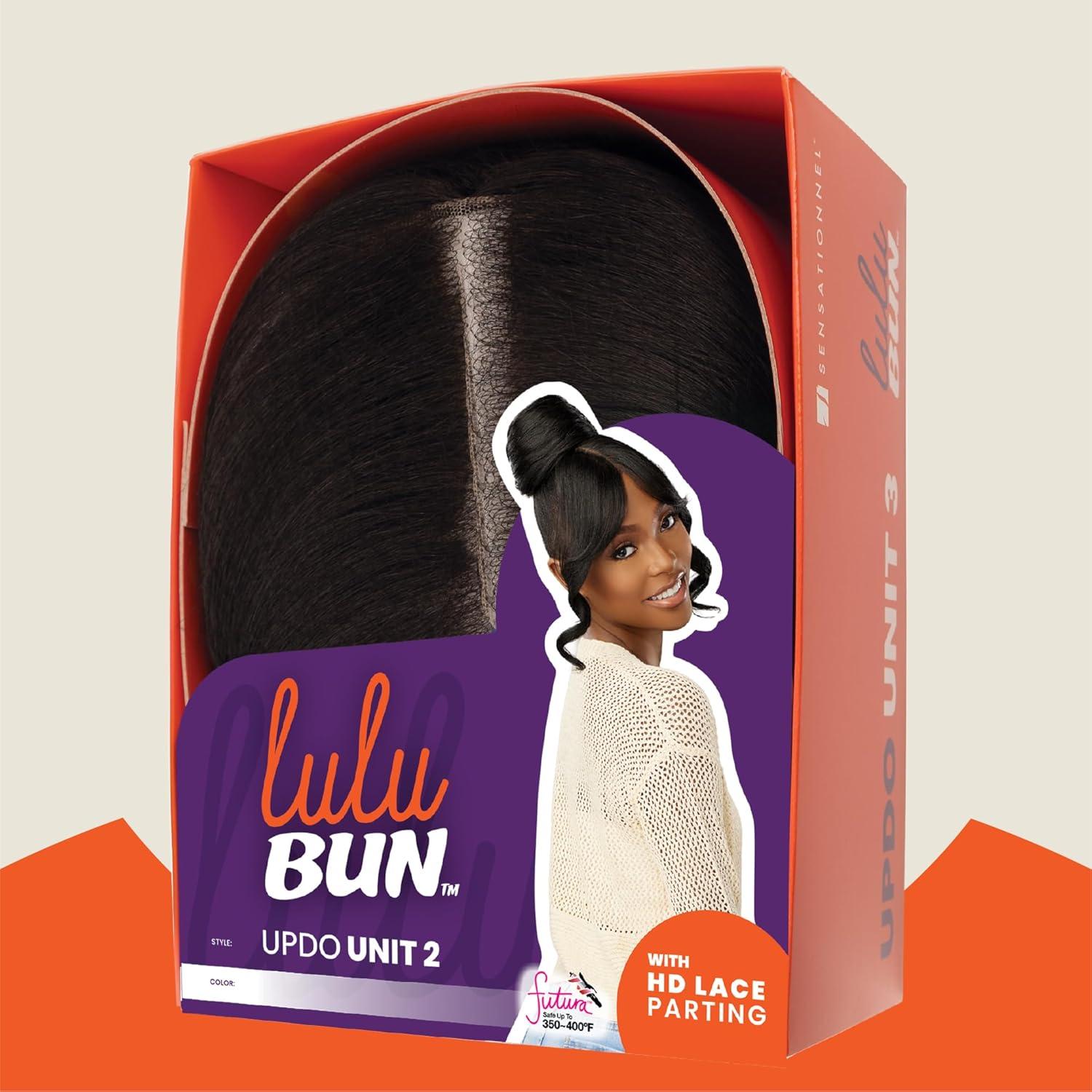 imageSensationnel Lulu bun updo hairextensions unit 2 synthetic 3x35 hd lace parting quick and easy wear hair wig piece 1 JETBLACK1B OFFBLACK