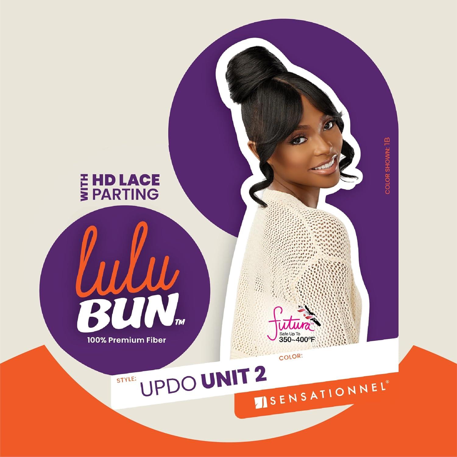 imageSensationnel Lulu bun updo hairextensions unit 2 synthetic 3x35 hd lace parting quick and easy wear hair wig piece 1 JETBLACKF1B30