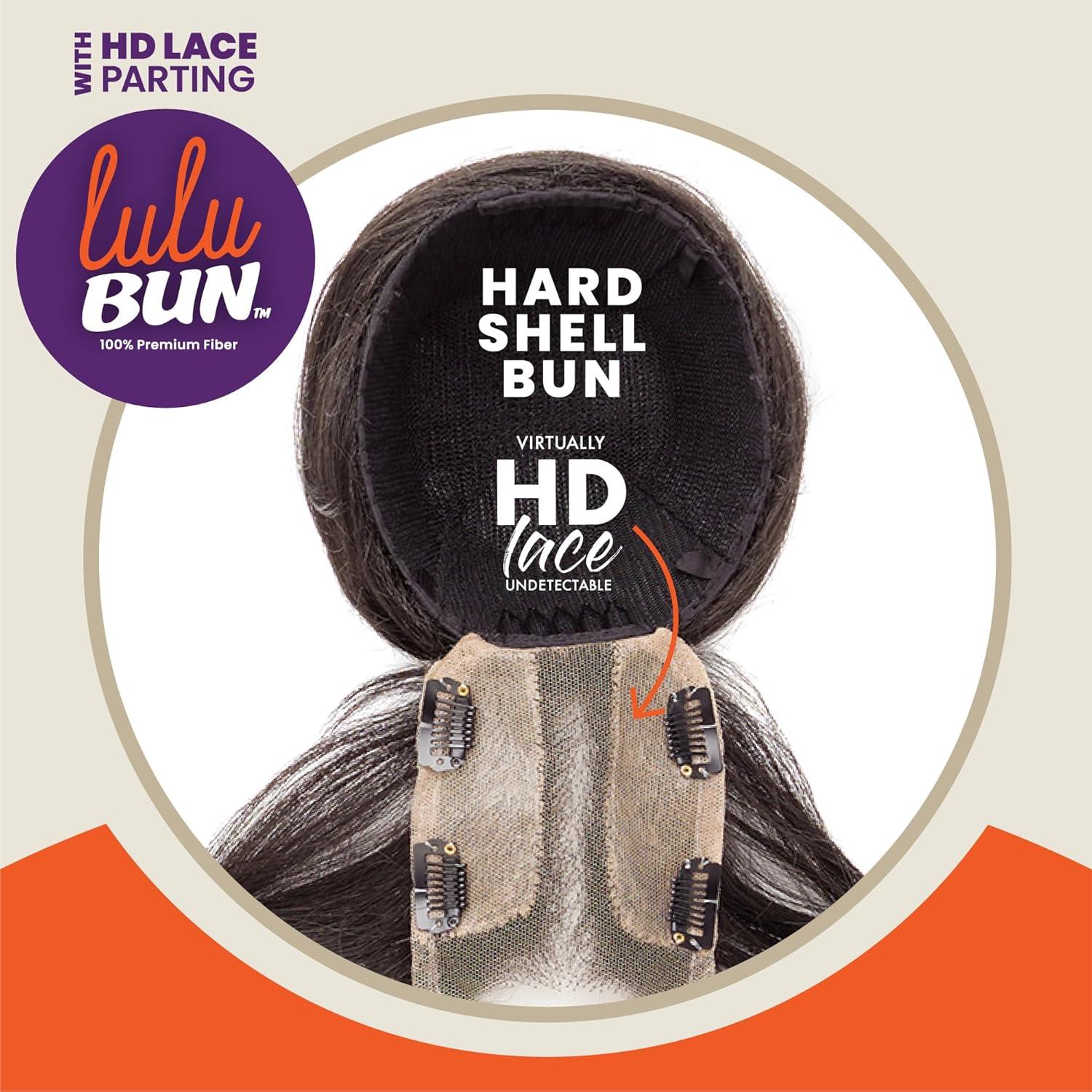 imageSensationnel Lulu bun updo hairextensions unit 2 synthetic 3x35 hd lace parting quick and easy wear hair wig piece 1 JETBLACKF1BBG