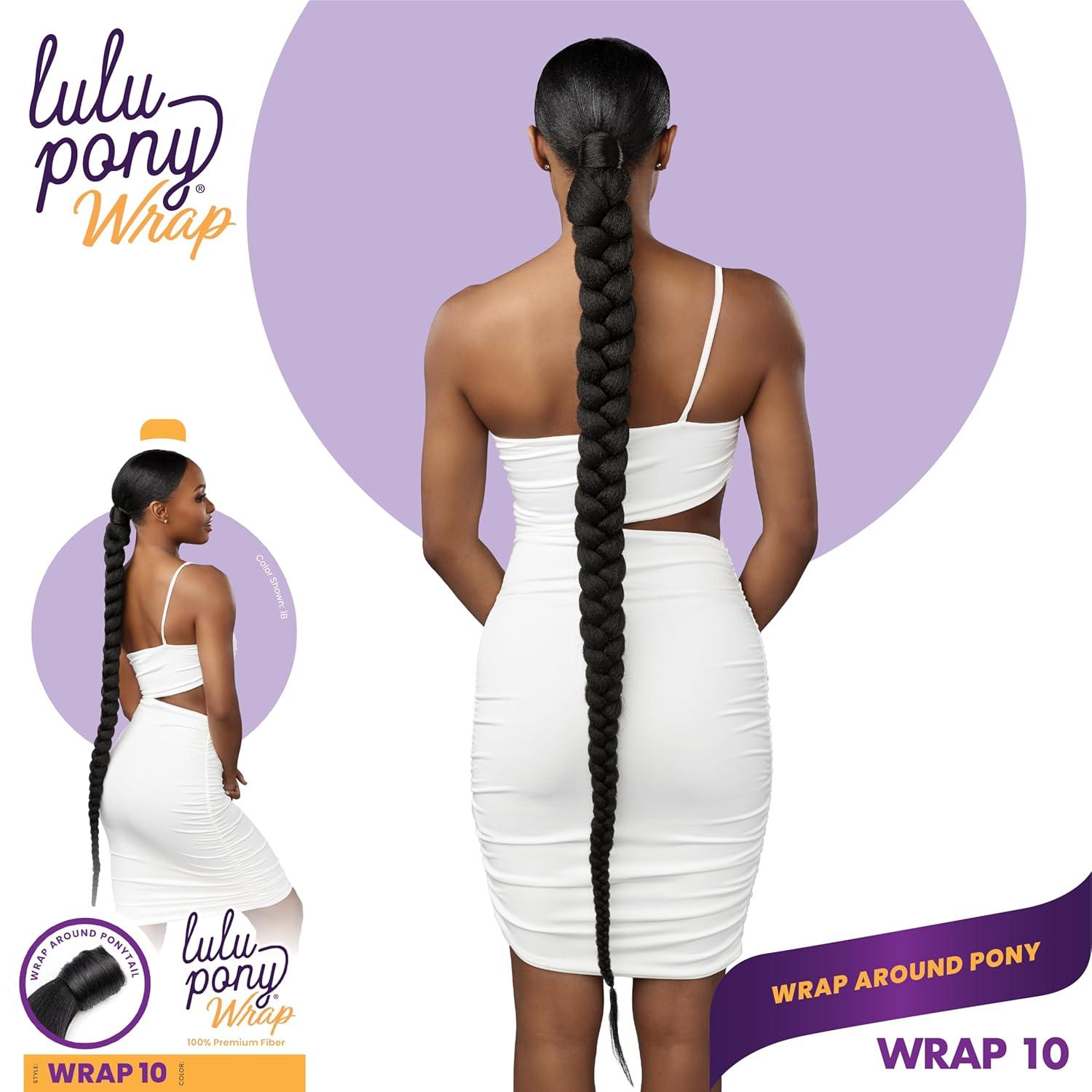 imageSensationnel Lulu pony wrap hairextensions 10 high heat synthetic yaki pony tail or up do hair wig piece 1 JETBLACKSM227