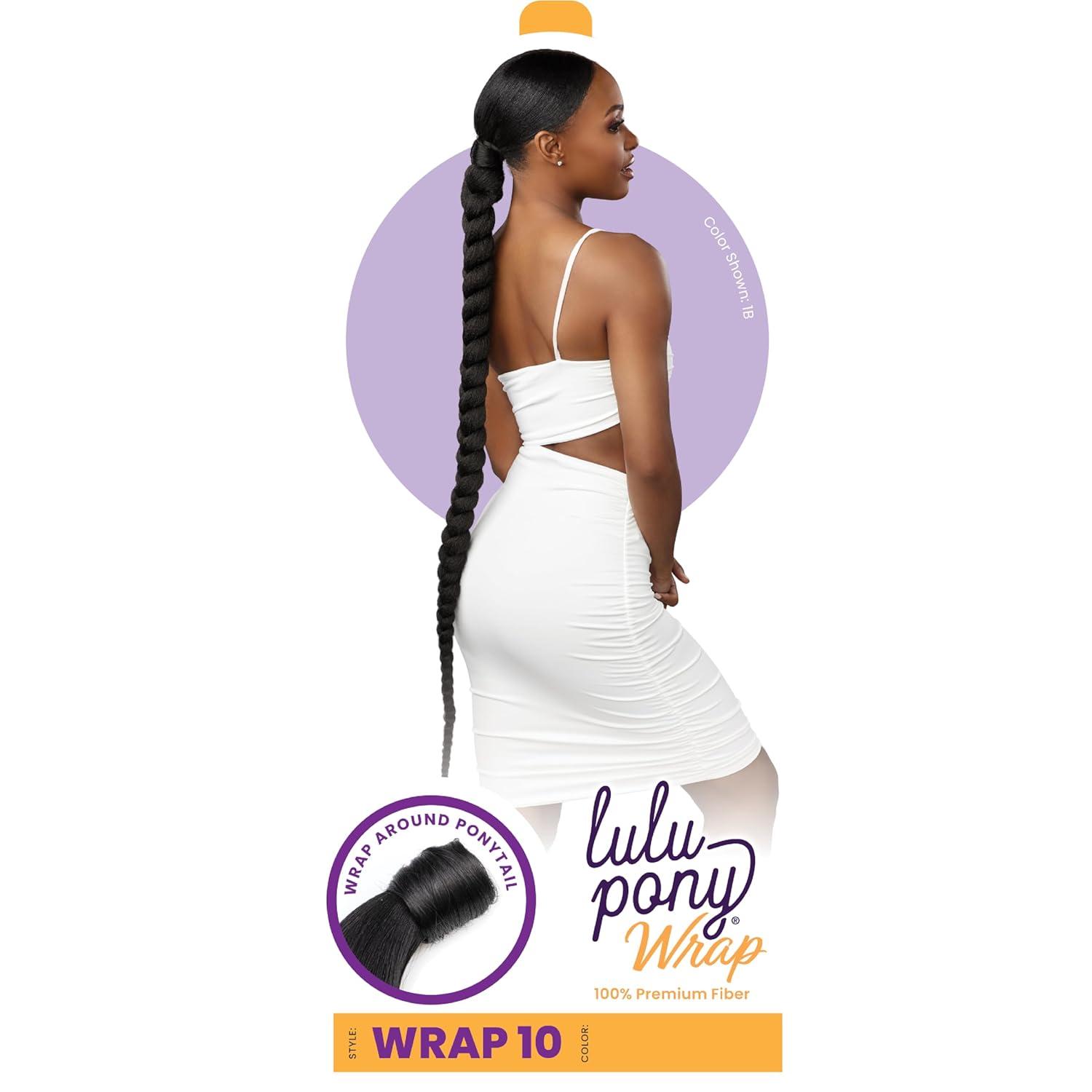 imageSensationnel Lulu pony wrap hairextensions 10 high heat synthetic yaki pony tail or up do hair wig piece 1 JETBLACKSM230
