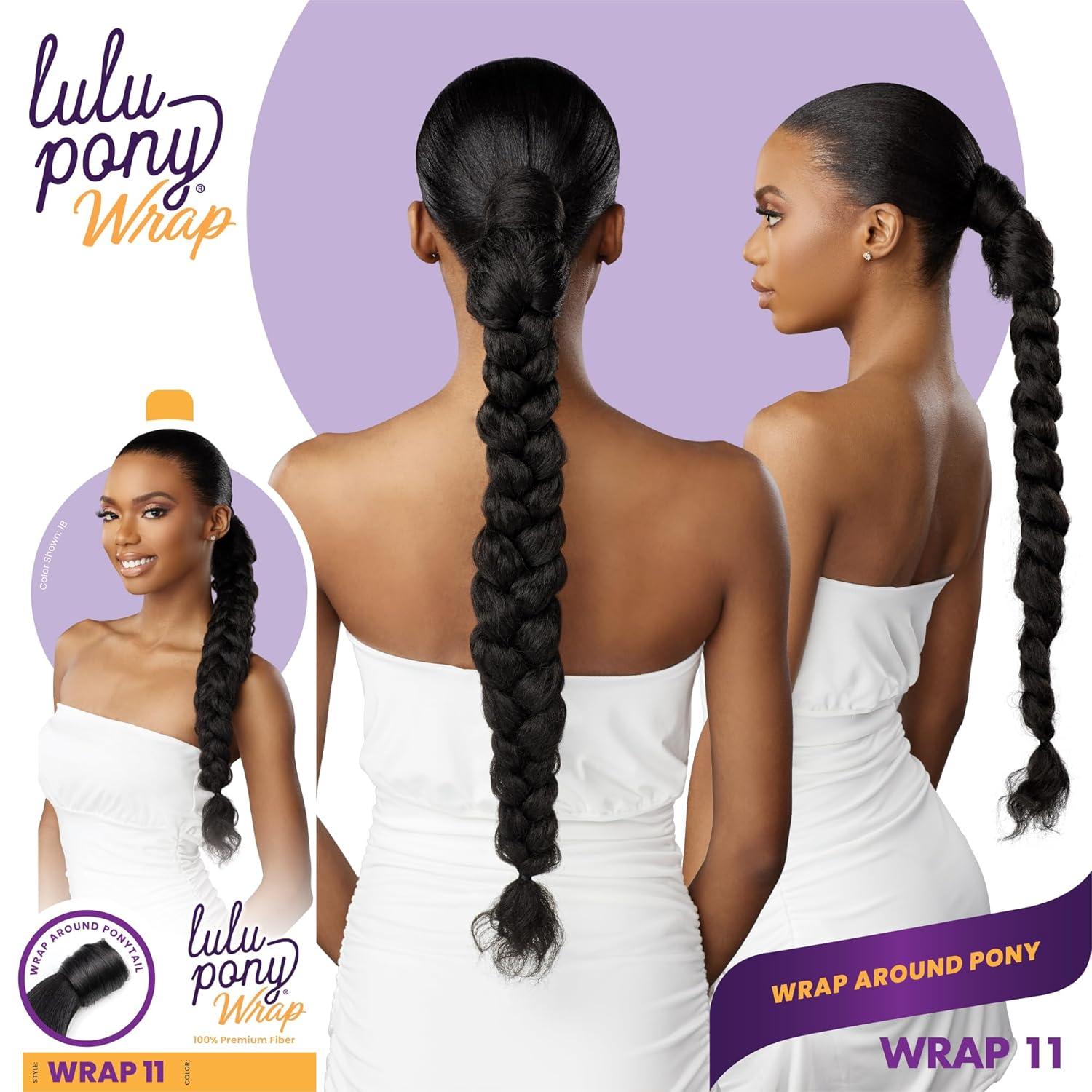 imageSensationnel Lulu pony wrap hairextensions 11 high heat synthetic yaki pony tail or up do hair wig piece 1 JETBLACKSM2BG