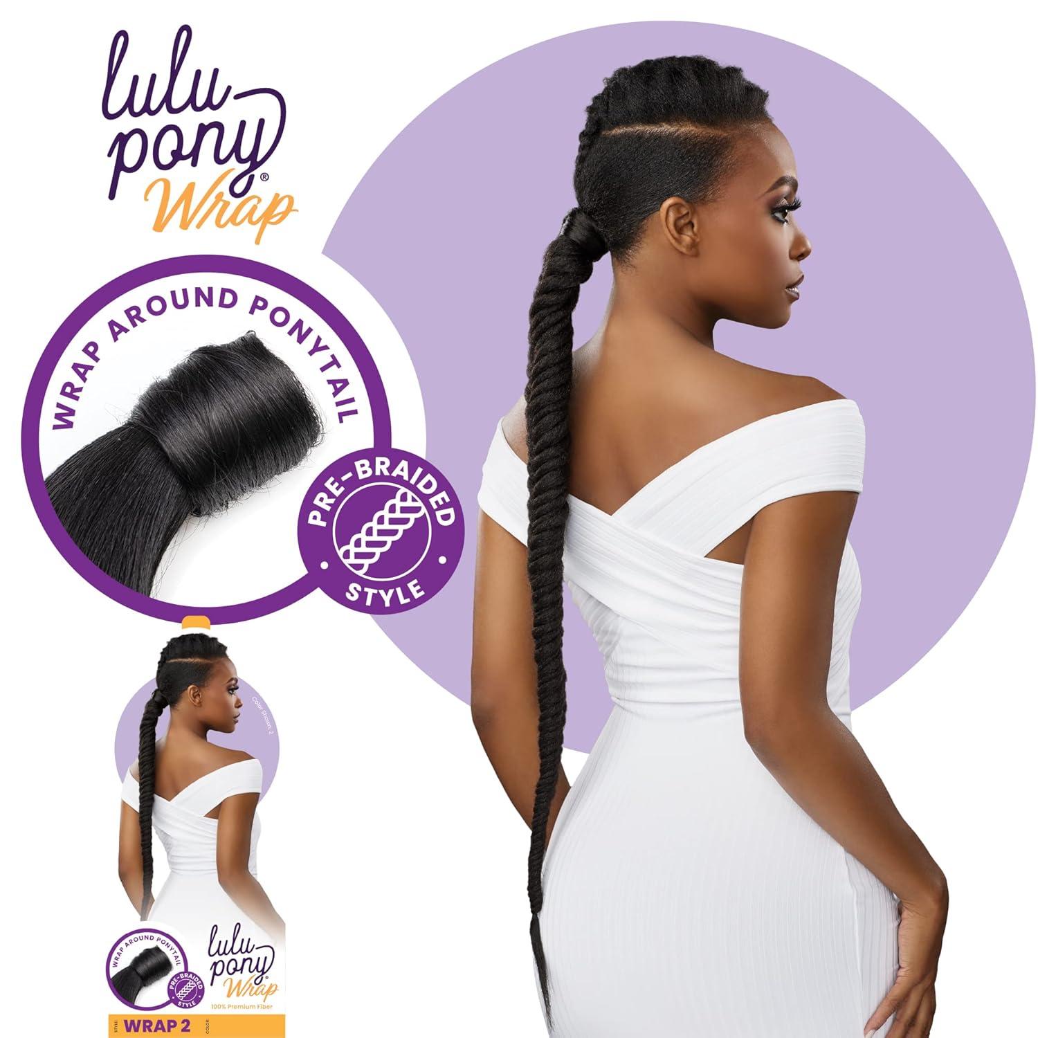 imageSensationnel Lulu pony wrap hairextensions 2 high heat synthetic yaki pony tail or up do hair wig piece 1 JETBLACK4 MEDBROWN