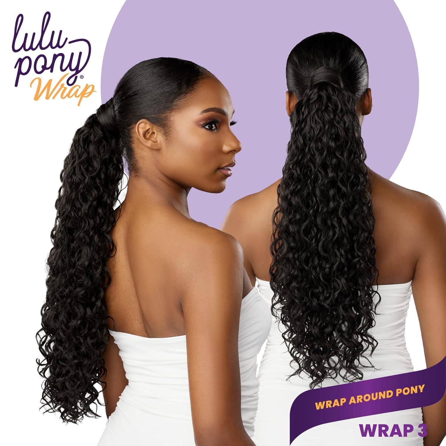 imageSensationnel Lulu pony wrap hairextensions 3 high heat synthetic yaki pony tail or up do hair wig piece 1 JETBLACK1 JETBLACK