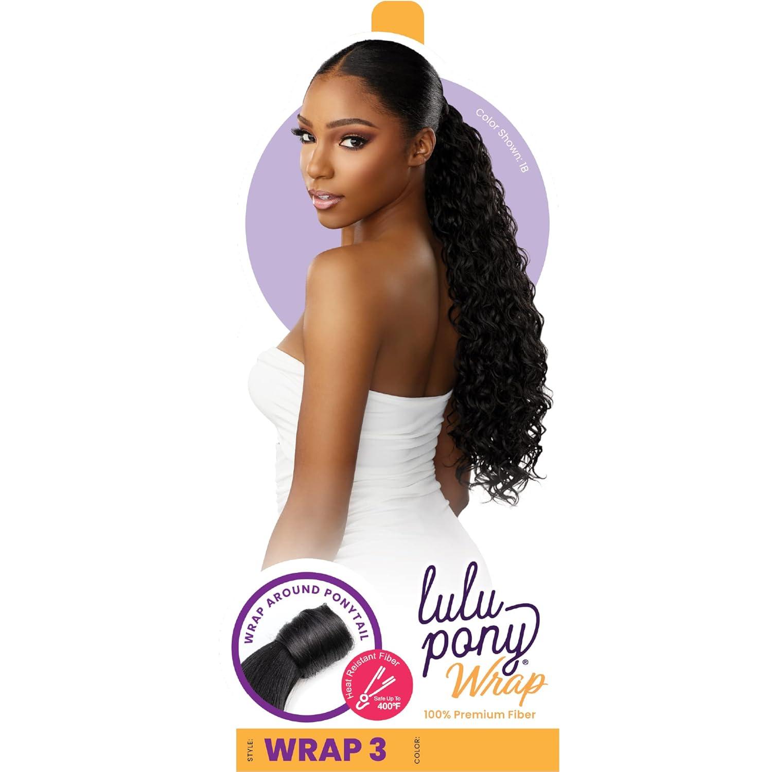 imageSensationnel Lulu pony wrap hairextensions 3 high heat synthetic yaki pony tail or up do hair wig piece 1 JETBLACK1 JETBLACK