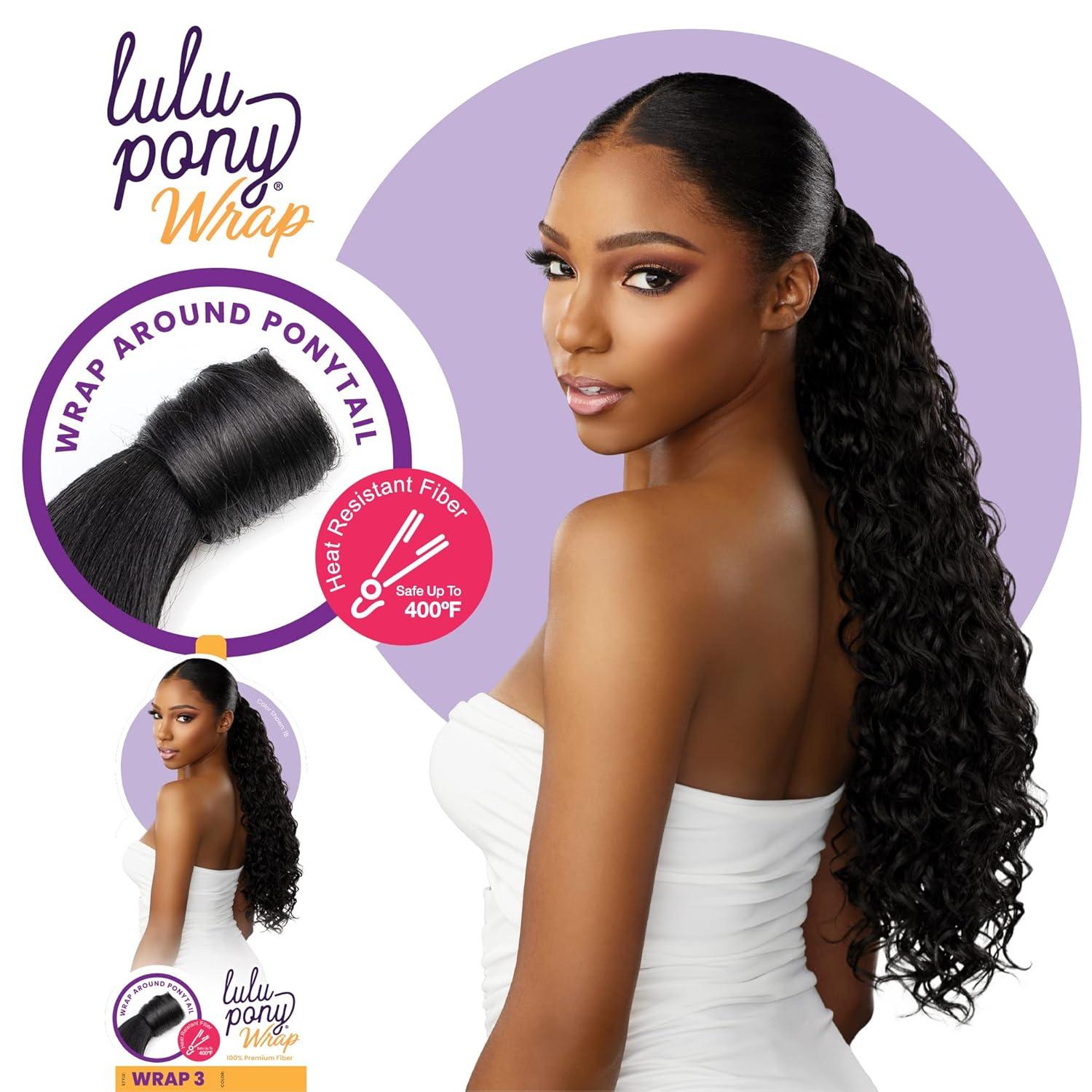 imageSensationnel Lulu pony wrap hairextensions 3 high heat synthetic yaki pony tail or up do hair wig piece 1 JETBLACK1 JETBLACK