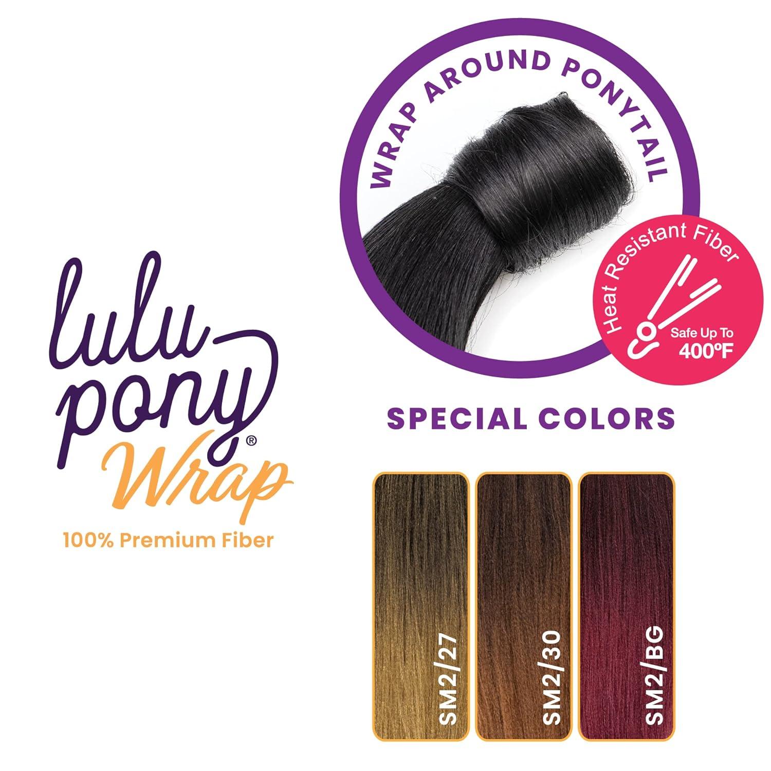 imageSensationnel Lulu pony wrap hairextensions 4 high heat synthetic yaki pony tail or up do hair wig piece 4 MEDBROWN4 MEDBROWN