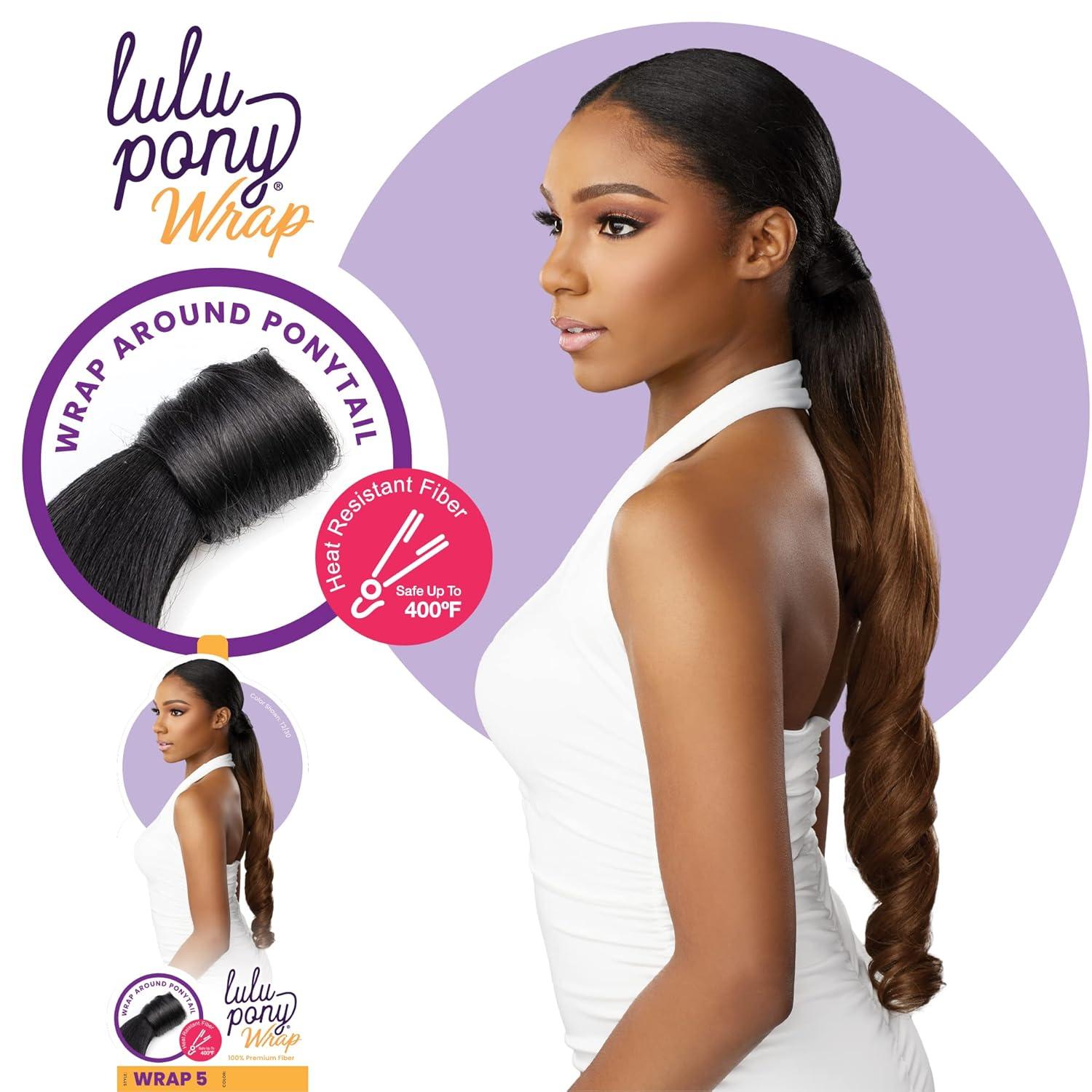 imageSensationnel Lulu pony wrap hairextensions 5 high heat synthetic yaki pony tail or up do hair wig piece 1 JETBLACK1 JETBLACK