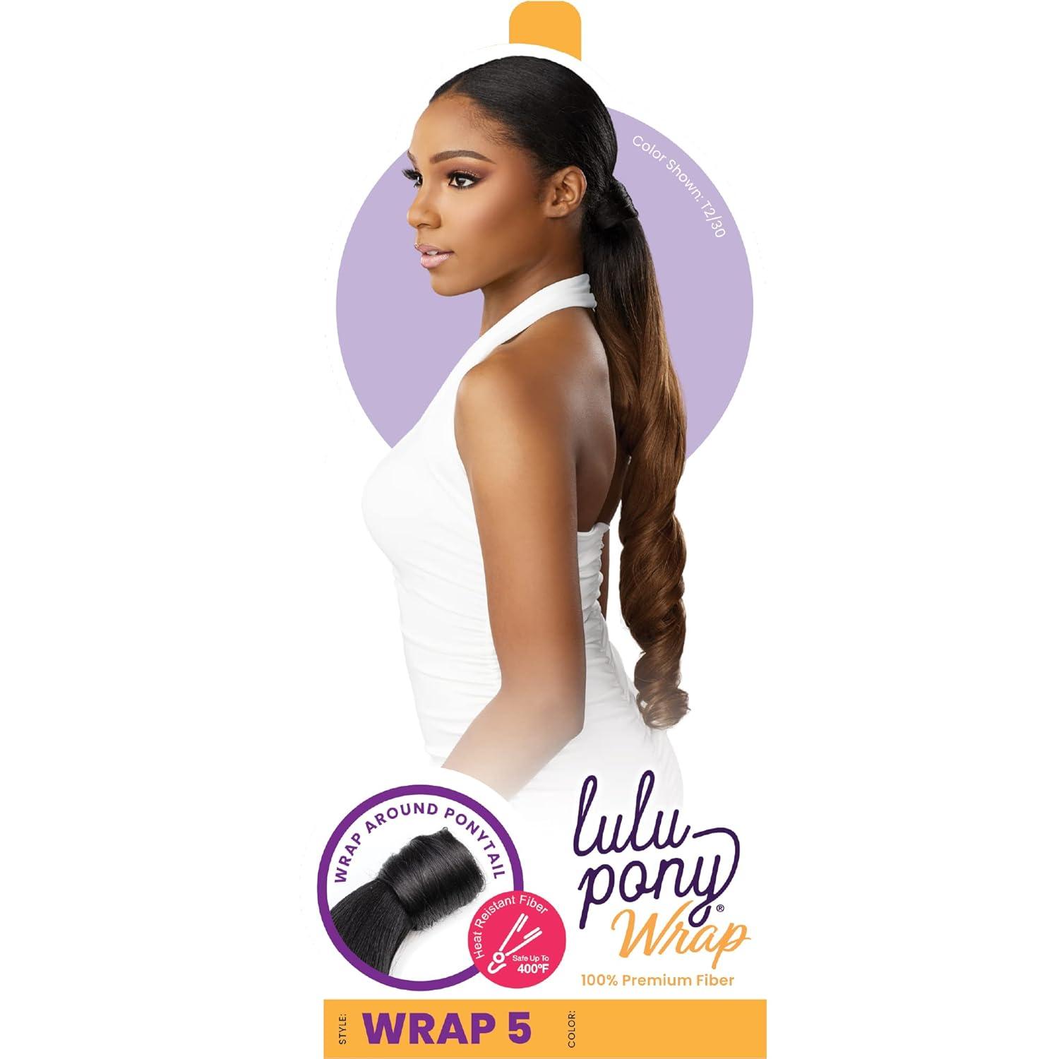 imageSensationnel Lulu pony wrap hairextensions 5 high heat synthetic yaki pony tail or up do hair wig piece 1 JETBLACKF1B30