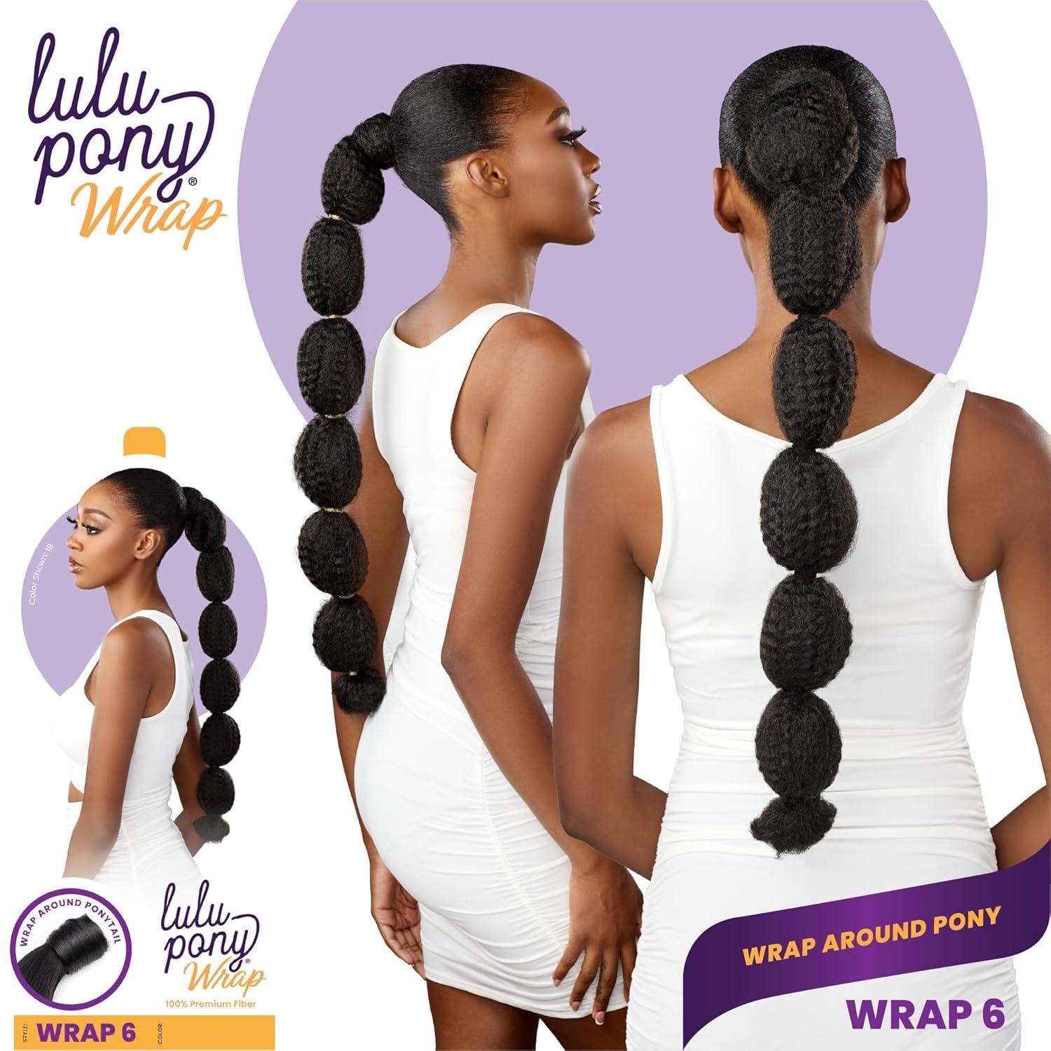 imageSensationnel Lulu pony wrap hairextensions 6 high heat synthetic yaki pony tail or up do hair wig piece 1 JETBLACK1 JETBLACK