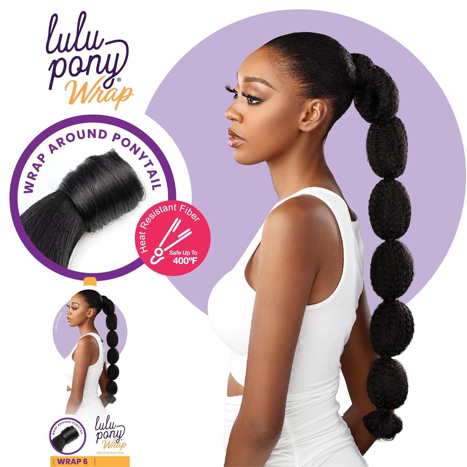 imageSensationnel Lulu pony wrap hairextensions 6 high heat synthetic yaki pony tail or up do hair wig piece 1 JETBLACK1 JETBLACK
