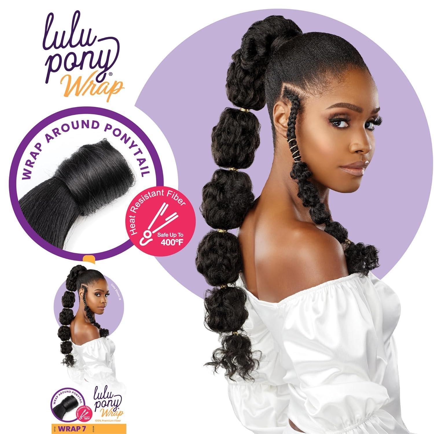 imageSensationnel Lulu pony wrap hairextensions 7 high heat synthetic yaki pony tail or up do hair wig piece 1 JETBLACKSM230