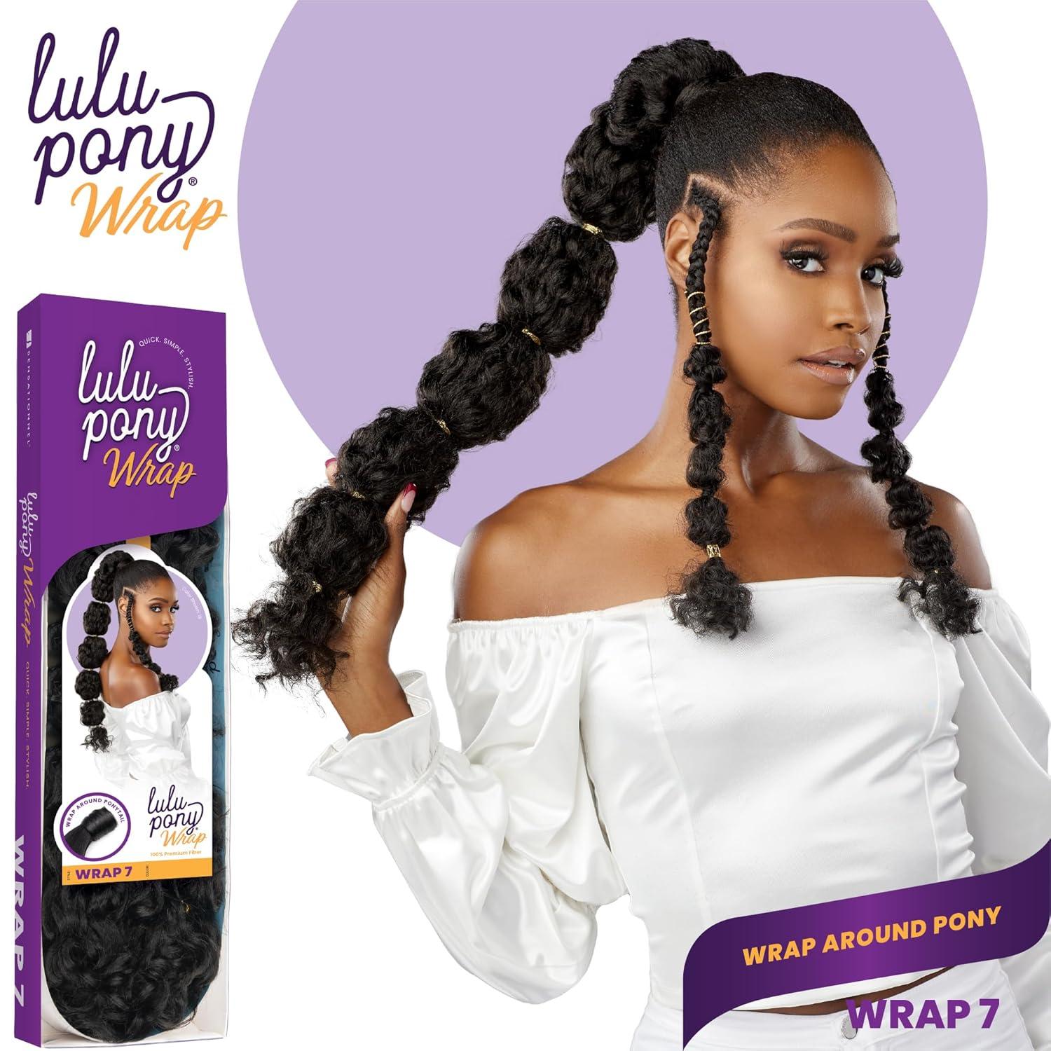 imageSensationnel Lulu pony wrap hairextensions 7 high heat synthetic yaki pony tail or up do hair wig piece 1 JETBLACKSM2350