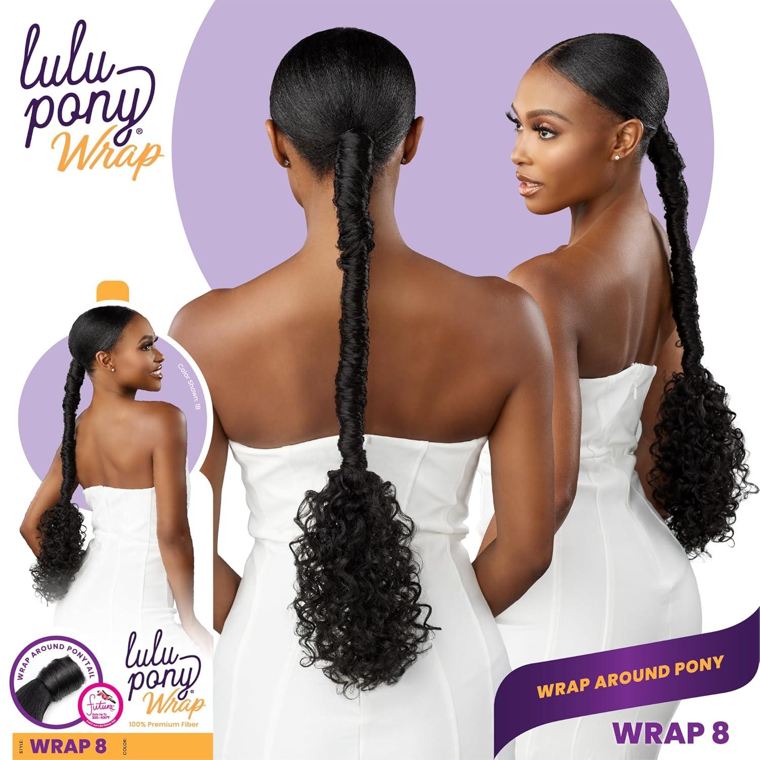 imageSensationnel Lulu pony wrap hairextensions 8 high heat synthetic yaki pony tail or up do hair wig piece 1 JETBLACK1 JETBLACK