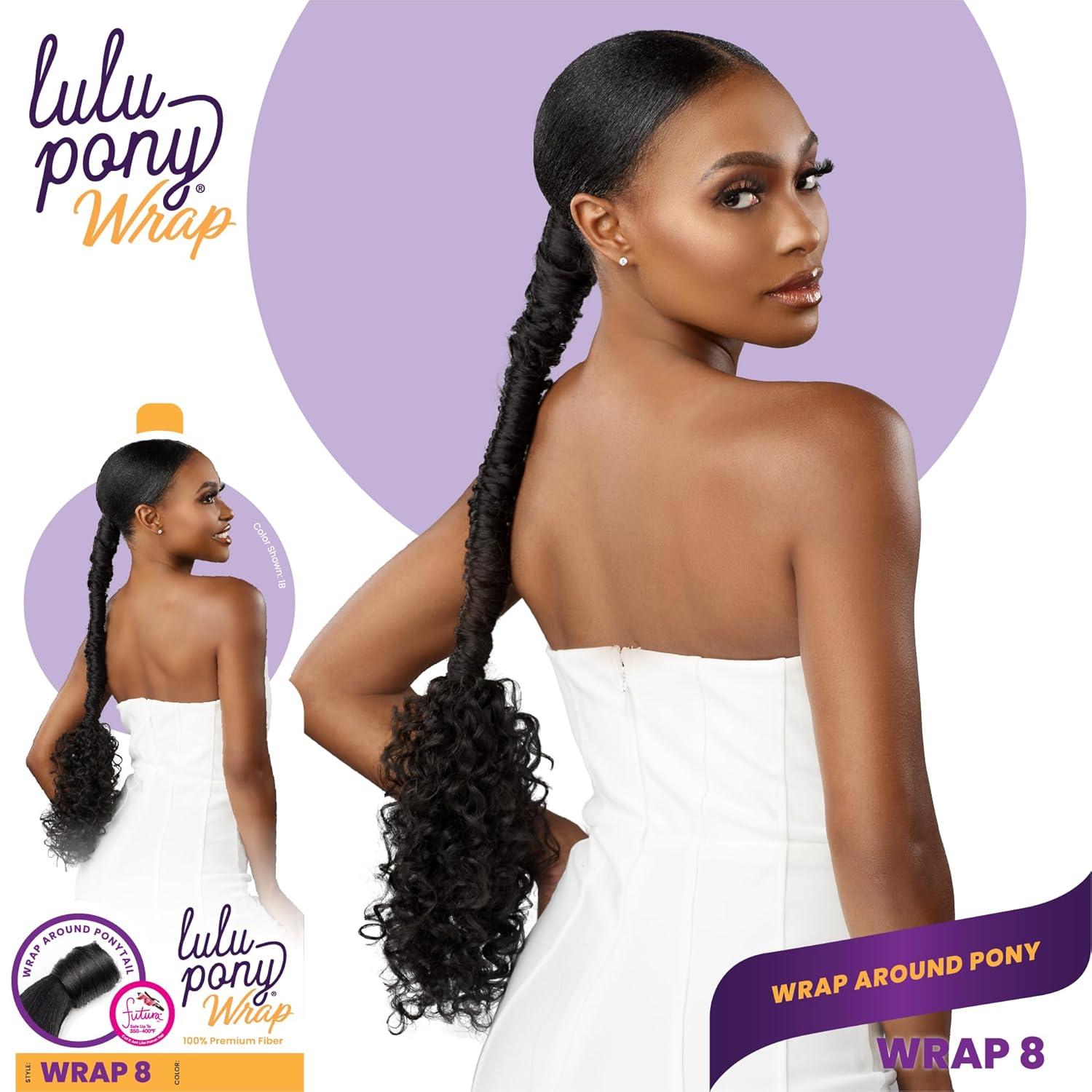 imageSensationnel Lulu pony wrap hairextensions 8 high heat synthetic yaki pony tail or up do hair wig piece 1 JETBLACK1B OFFBLACK